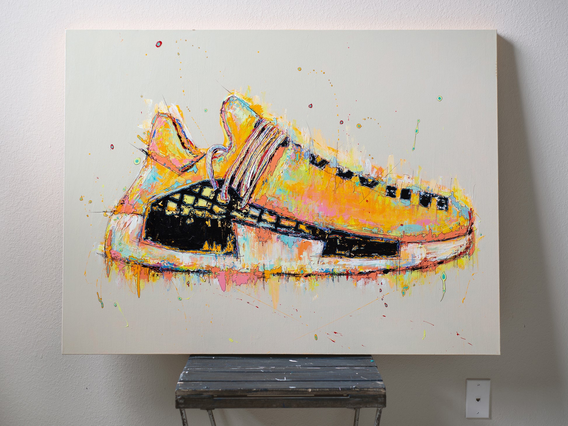 Acrylic painting on canvas of Adidas x Pharrell HU NMD | Emerging contemporary artist Kate Jensen  | Katejjj.shop