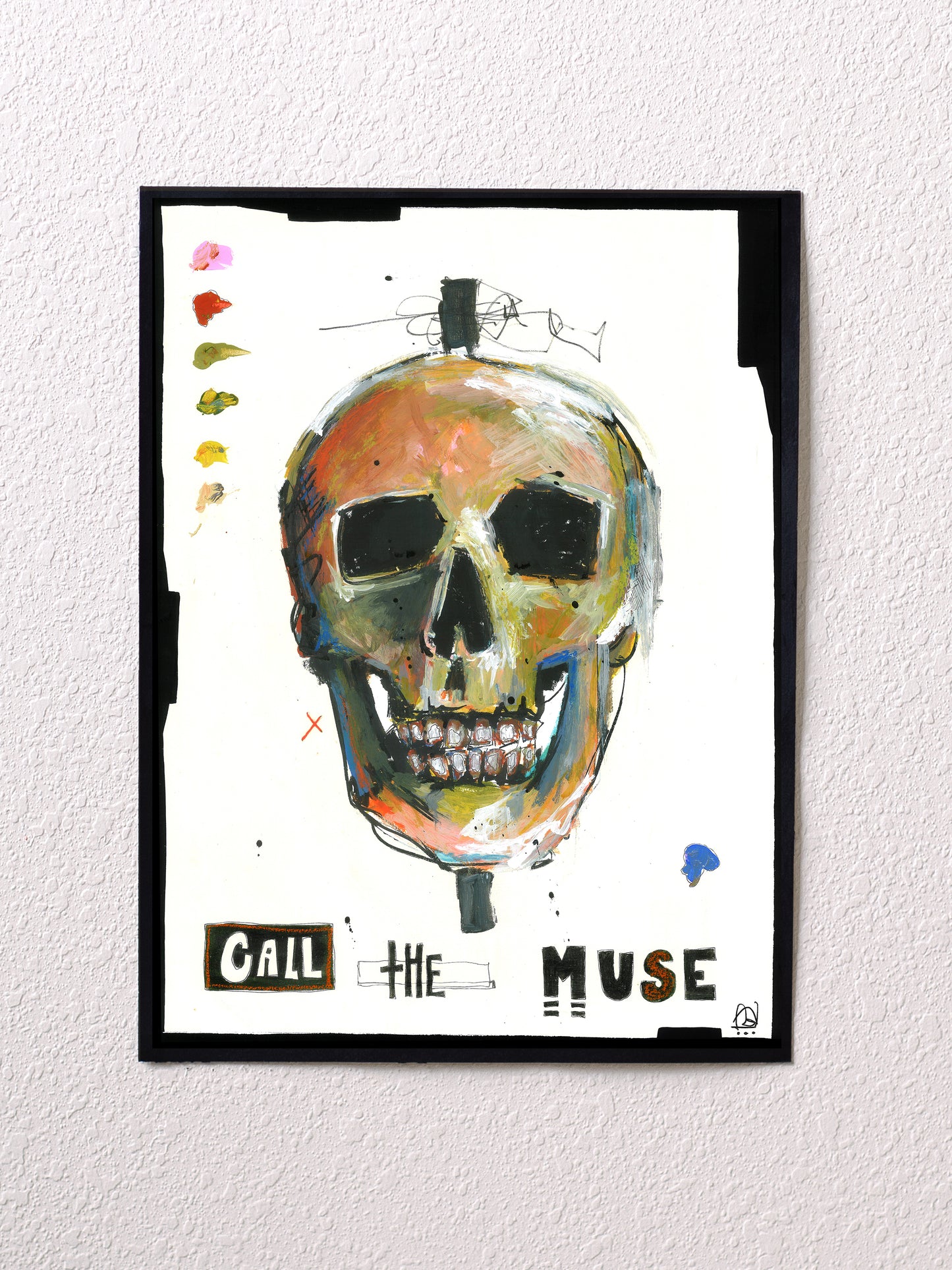 Original mixed media skull painting on paper | Emerging contemporary artist Kate Jensen | Katejjj.shop