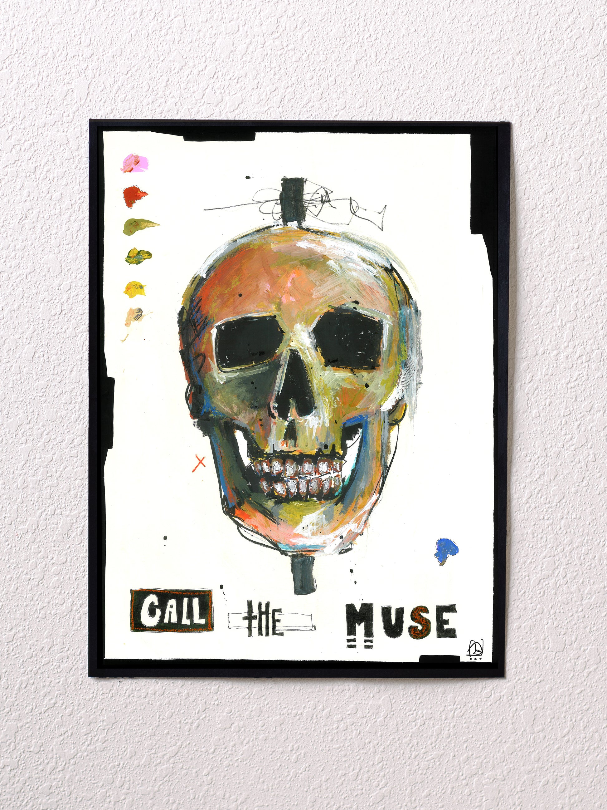 Original mixed media skull painting on paper | Emerging contemporary artist Kate Jensen  | Katejjj.shop