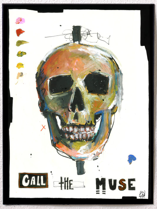 Original mixed media skull painting on paper | Emerging contemporary artist Kate Jensen  | Katejjj.shop