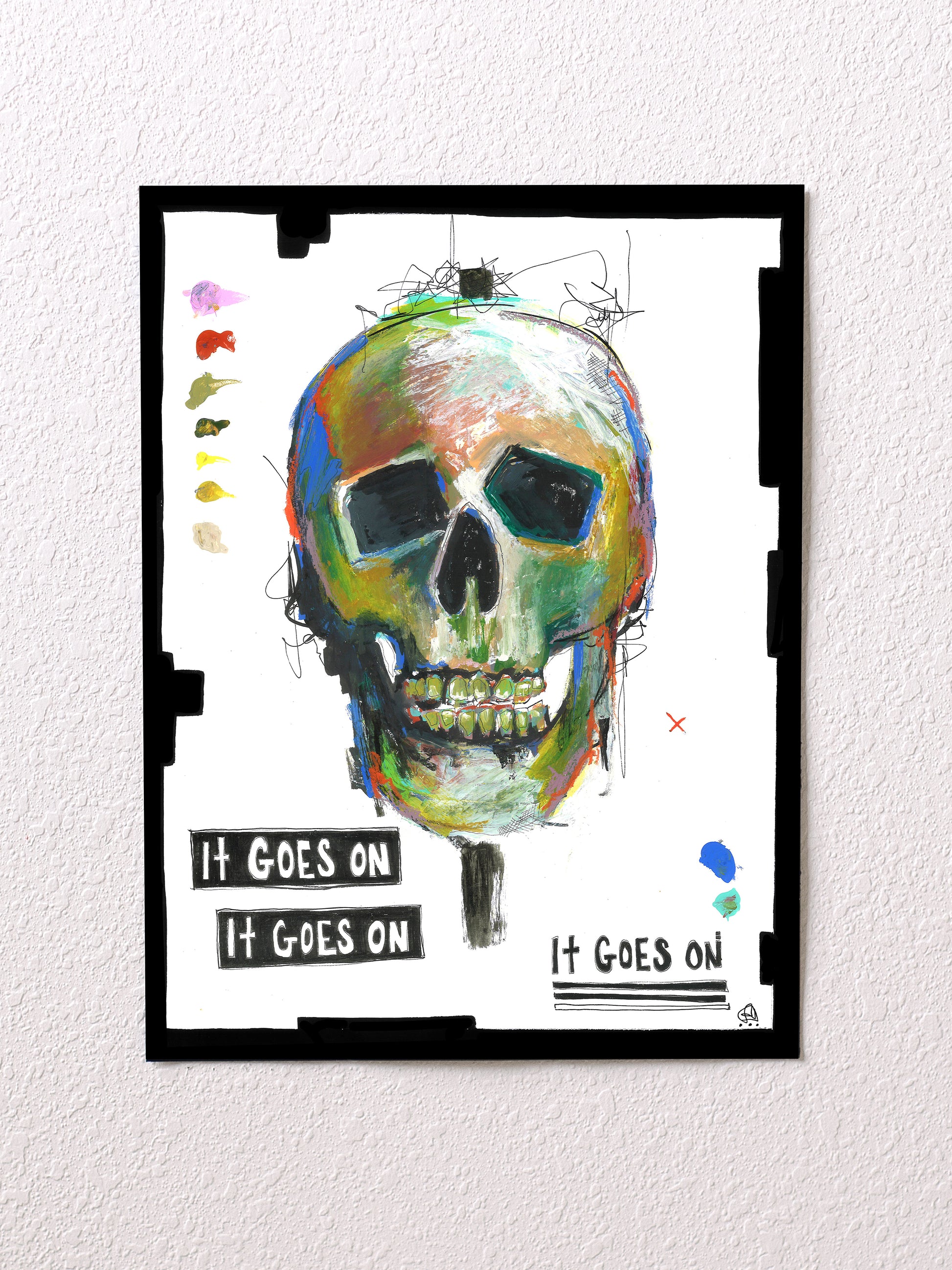 Original mixed media skull painting on paper | Emerging contemporary artist Kate Jensen  | Katejjj.shop