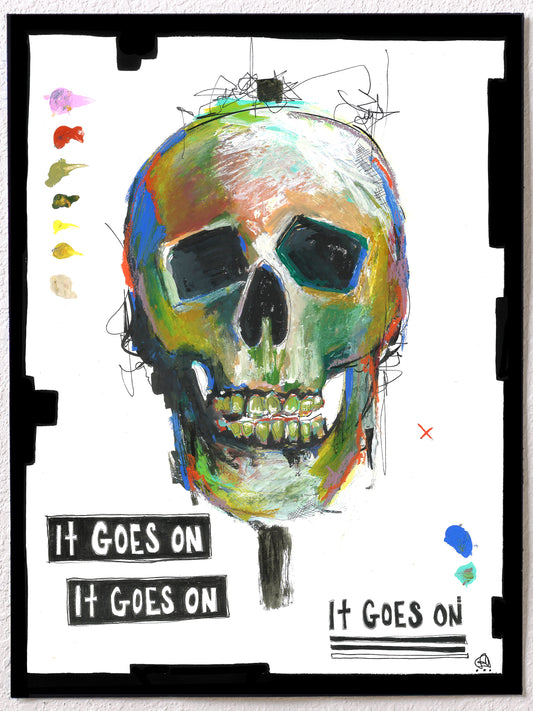 Original mixed media skull painting on paper | Emerging contemporary artist Kate Jensen  | Katejjj.shop