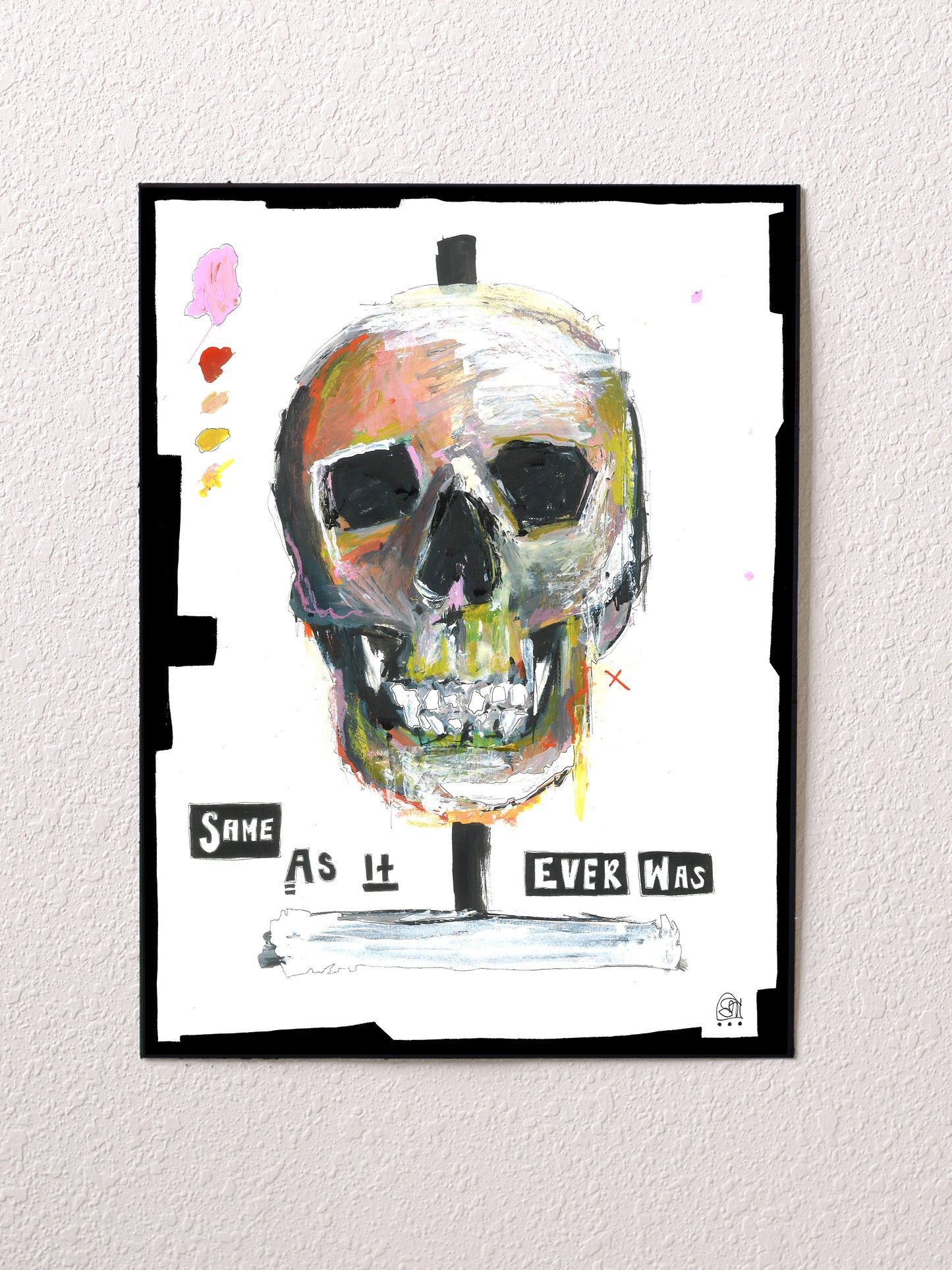 Original mixed media skull painting on paper | Emerging contemporary artist Kate Jensen | Katejjj.shop