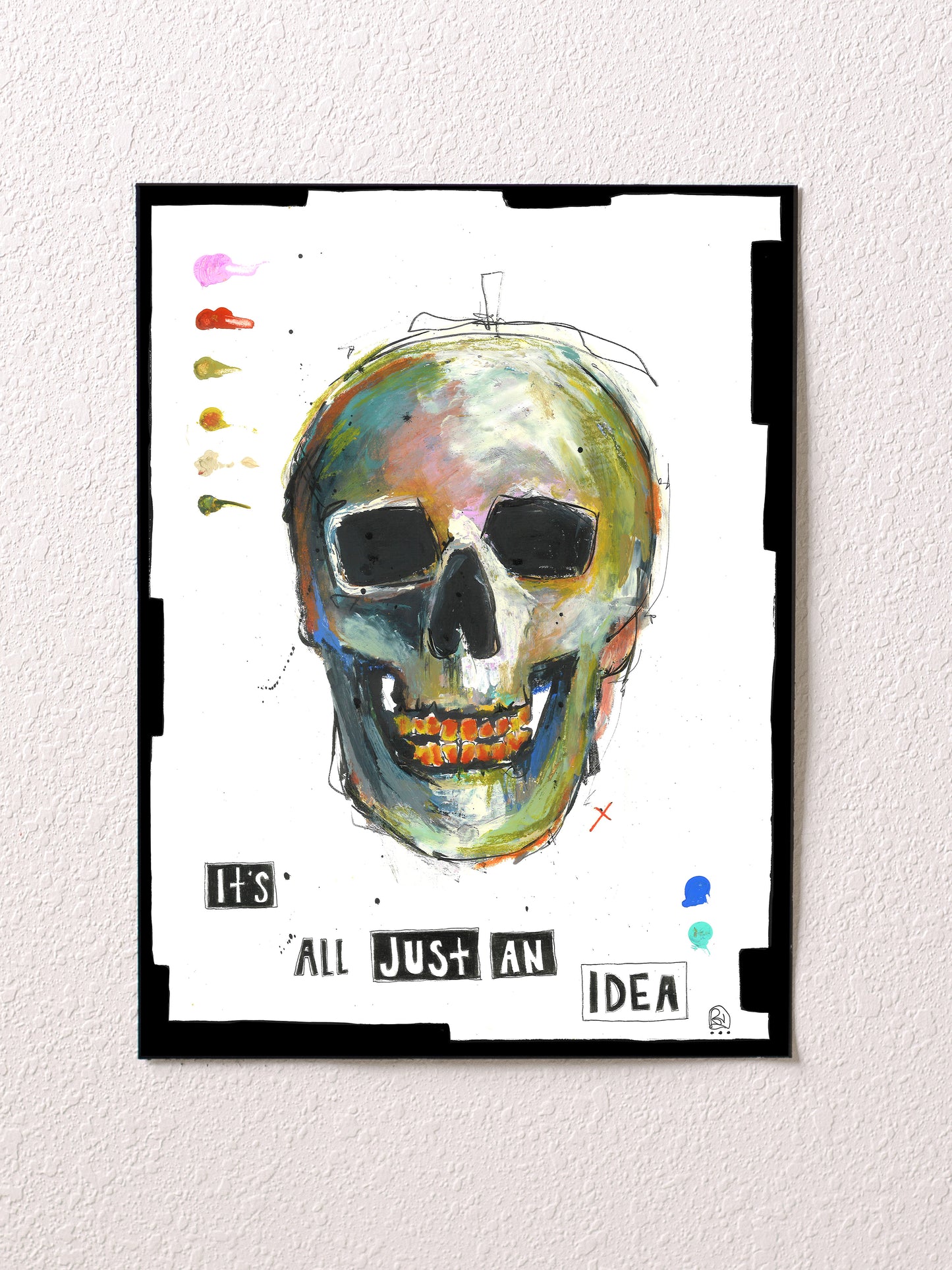 Original mixed media skull painting on paper | Emerging contemporary artist Kate Jensen | Katejjj.shop