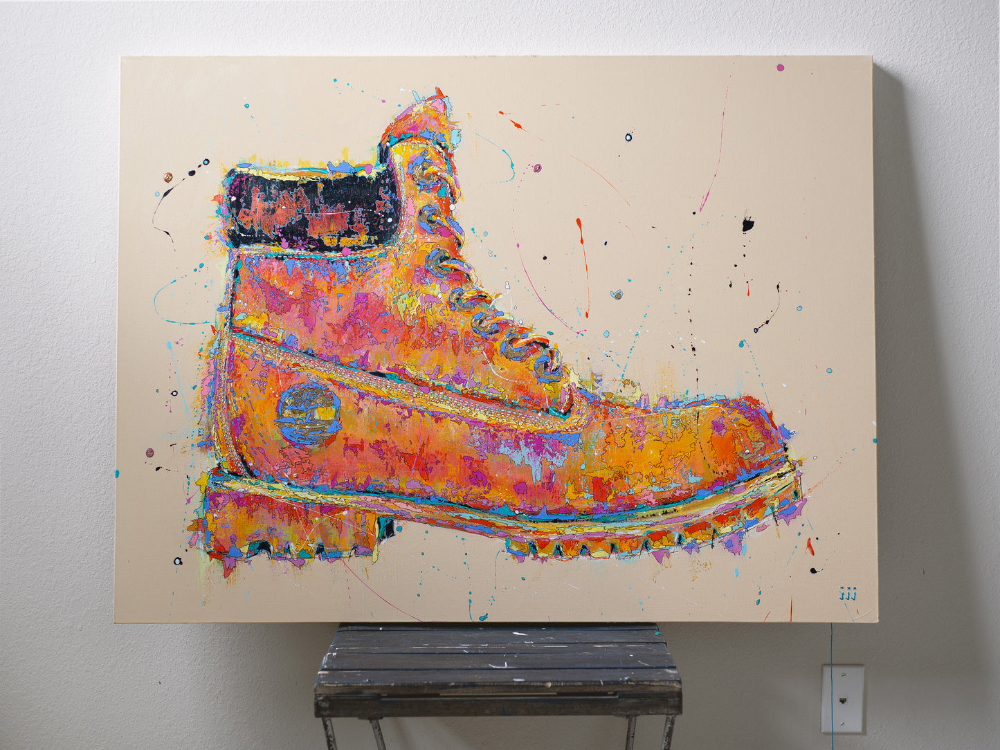 Acrylic painting on canvas of Timberland | Emerging contemporary artist Kate Jensen | Katejjj.shop