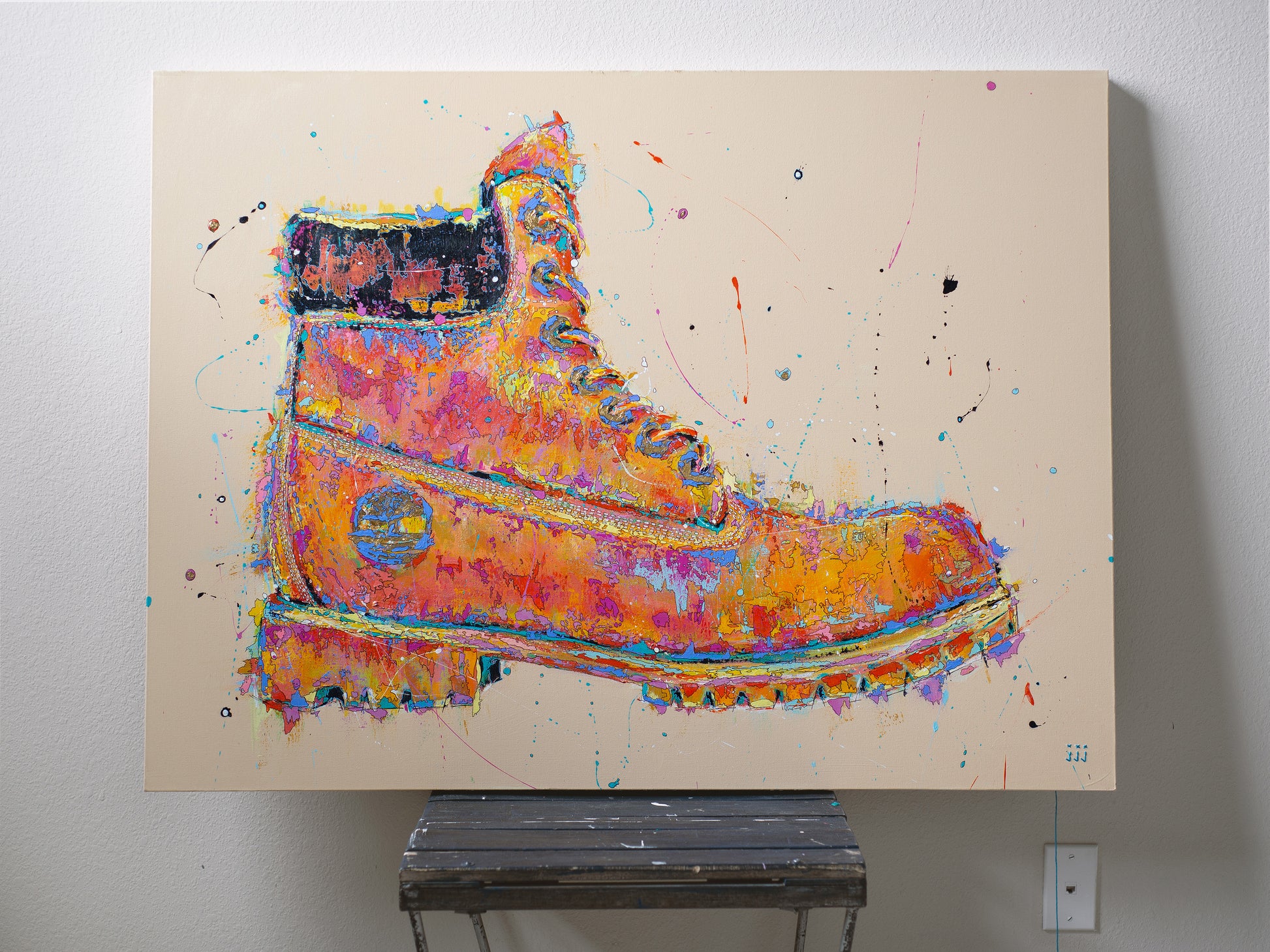 Acrylic painting on canvas of Timberland | Emerging contemporary artist Kate Jensen  | Katejjj.shop