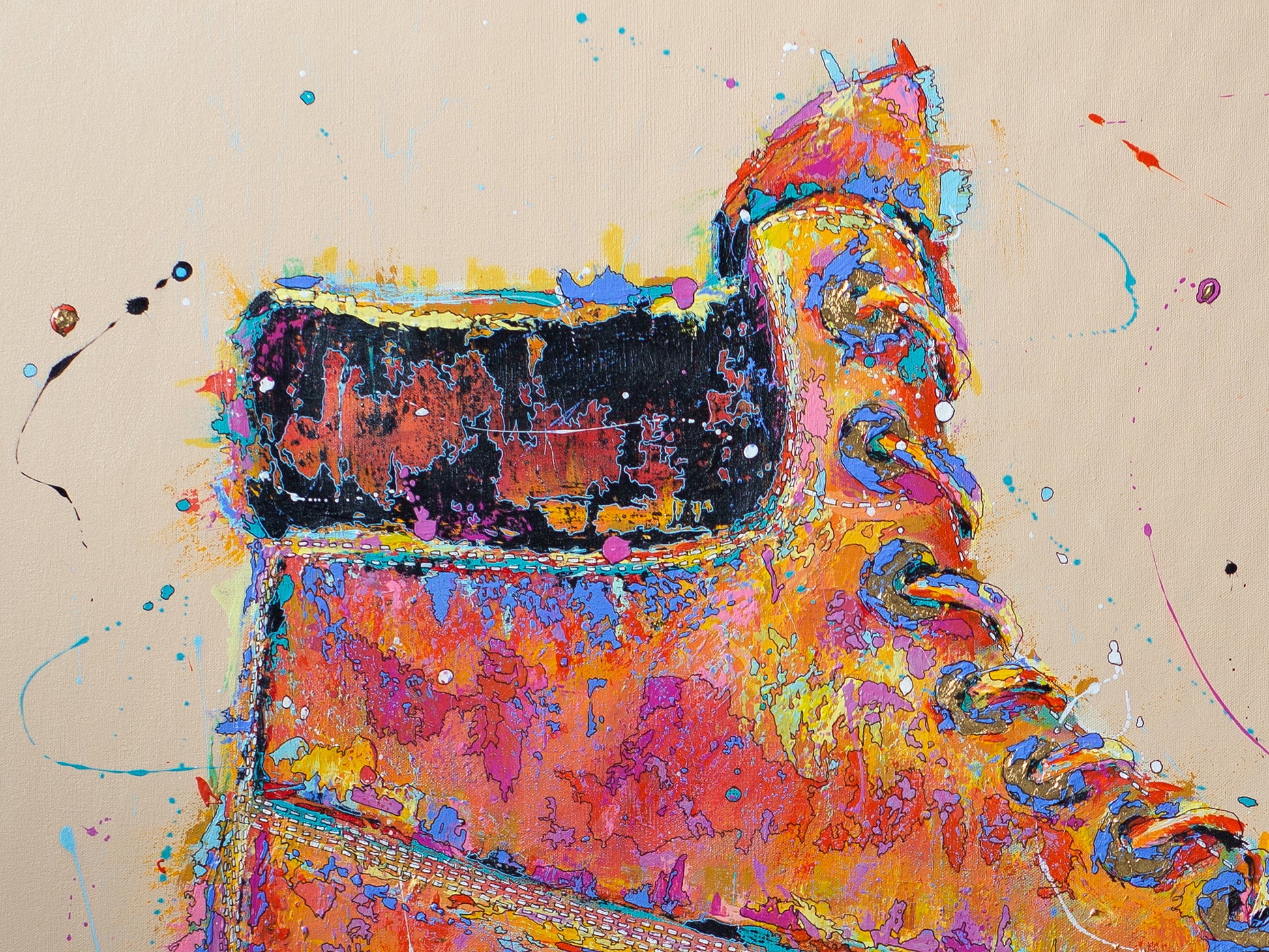 Acrylic painting on canvas of Timberland | Emerging contemporary artist Kate Jensen  | Katejjj.shop
