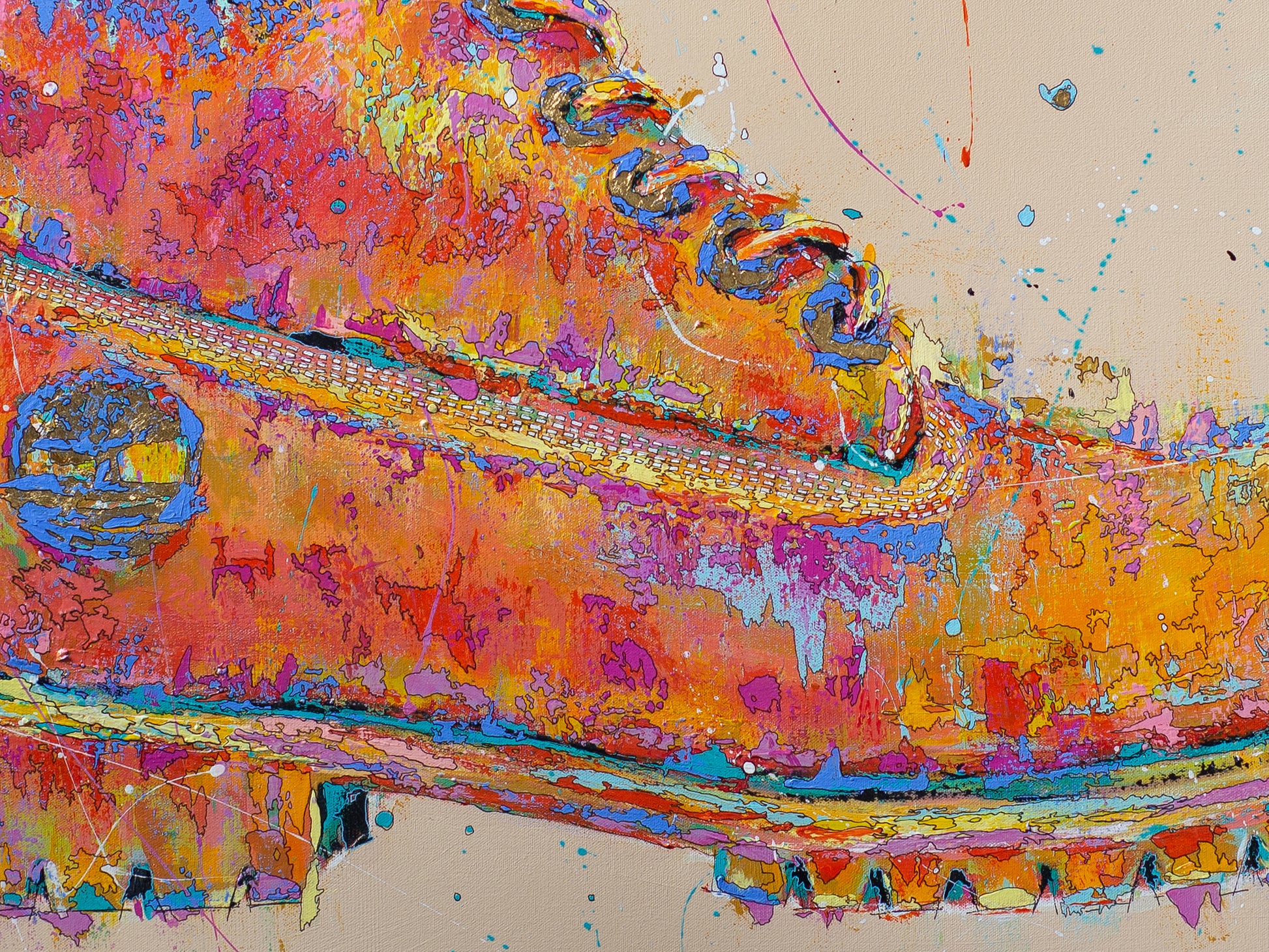 Acrylic painting on canvas of Timberland | Emerging contemporary artist Kate Jensen  | Katejjj.shop