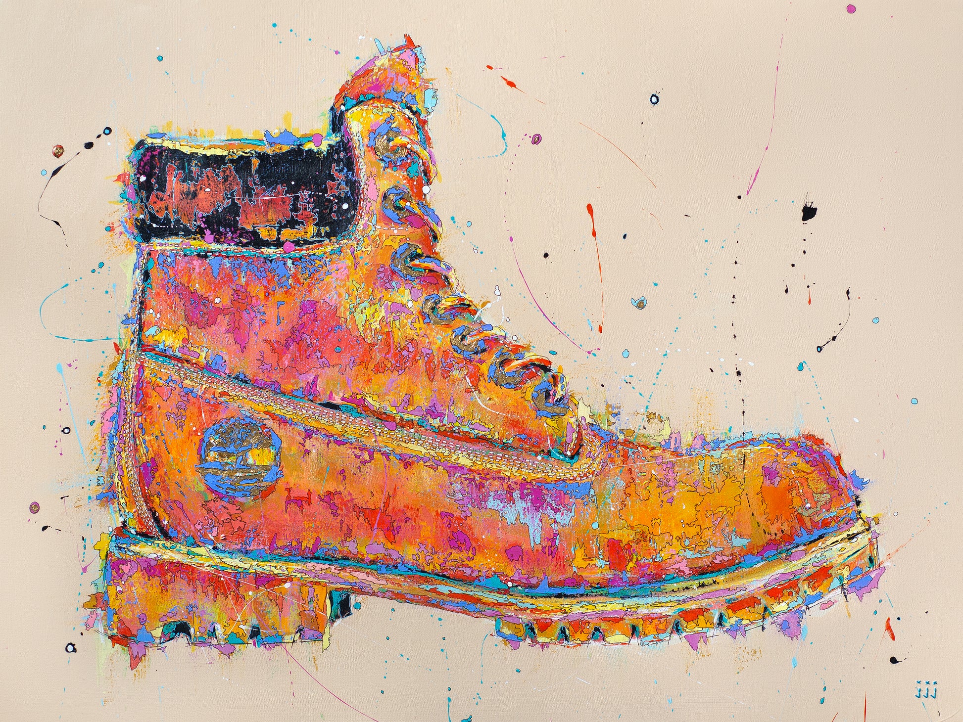 Acrylic painting on canvas of Timberland | Emerging contemporary artist Kate Jensen  | Katejjj.shop