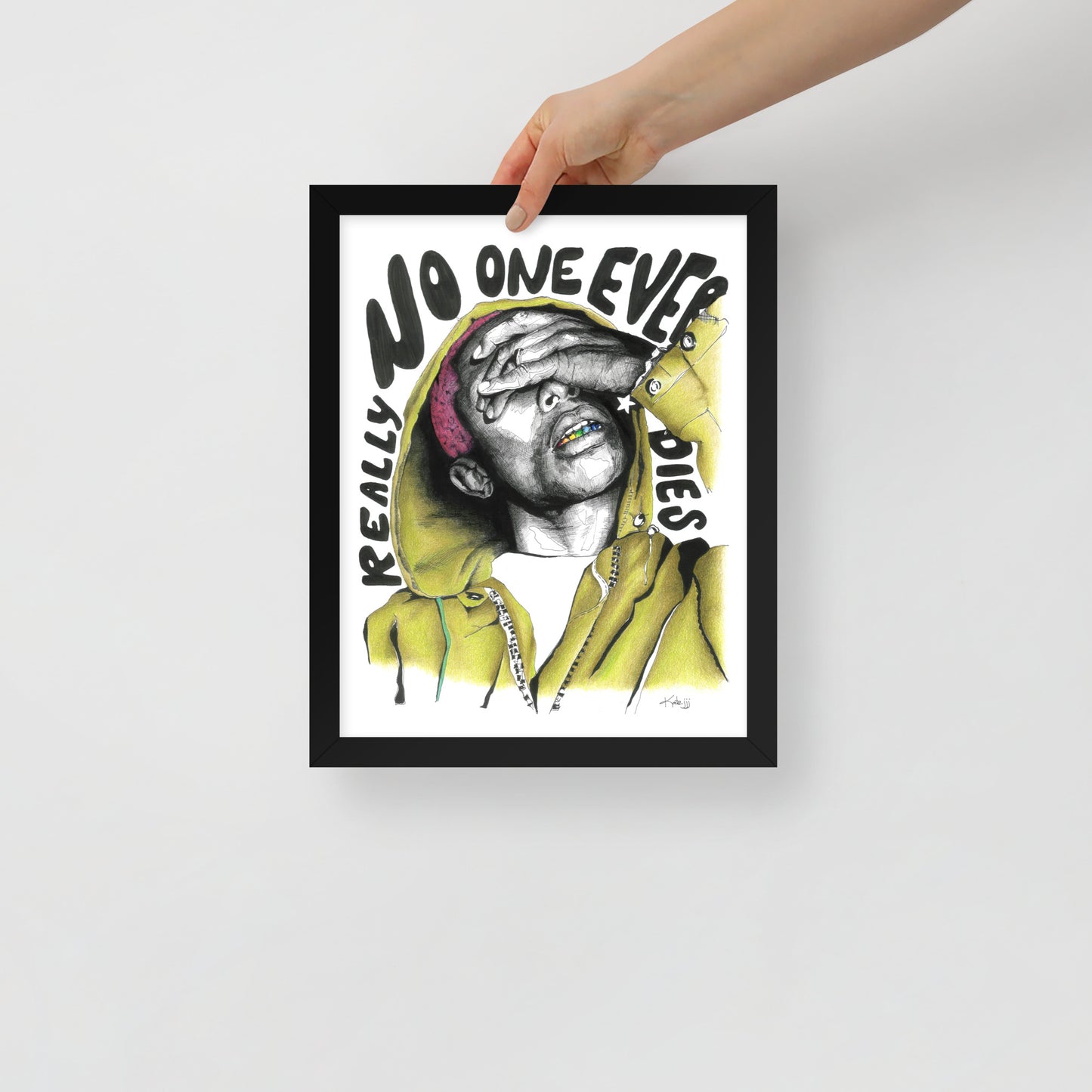 "Fine art framed print on matte paper of Pharrell Williams illustration | Emerging contemporary artist Kate Jensen | Katejjj.shop"