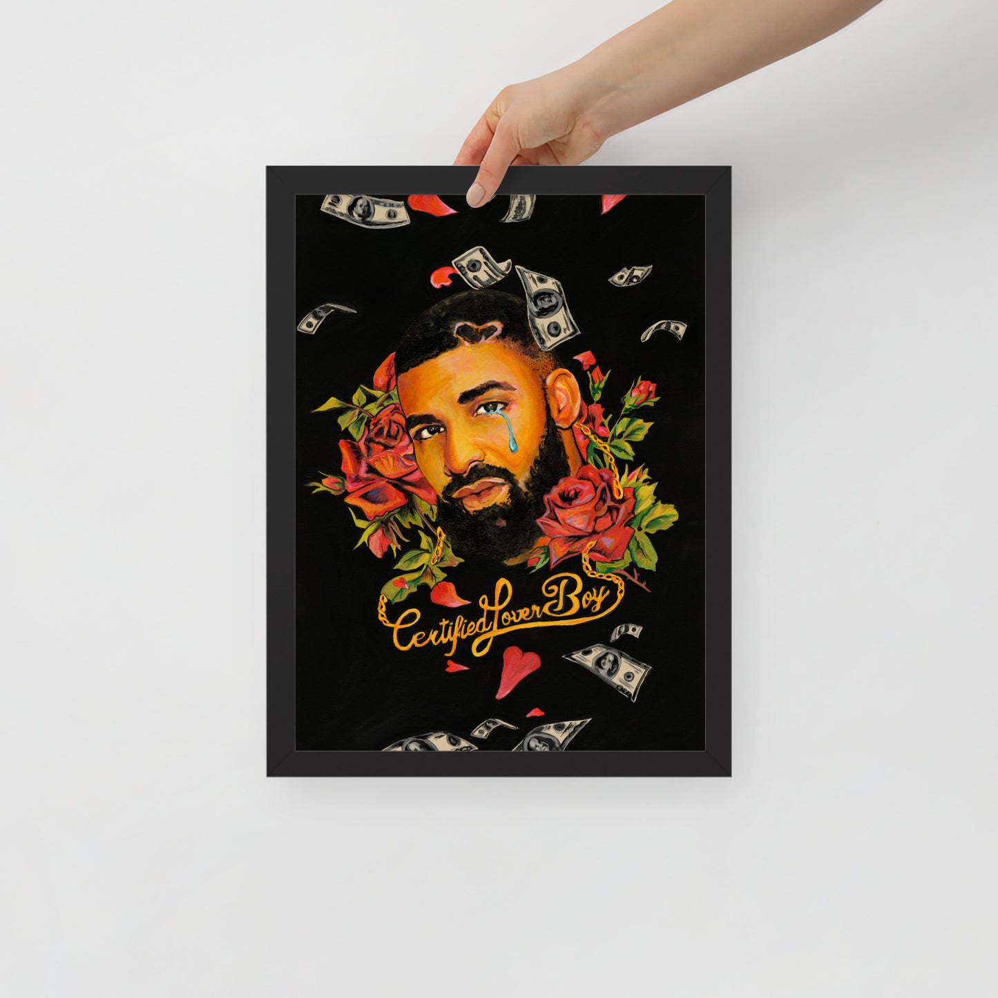 "Fine art framed print on matte paper of mixed media Drake painting | Emerging contemporary artist Kate Jensen | Katejjj.shop"