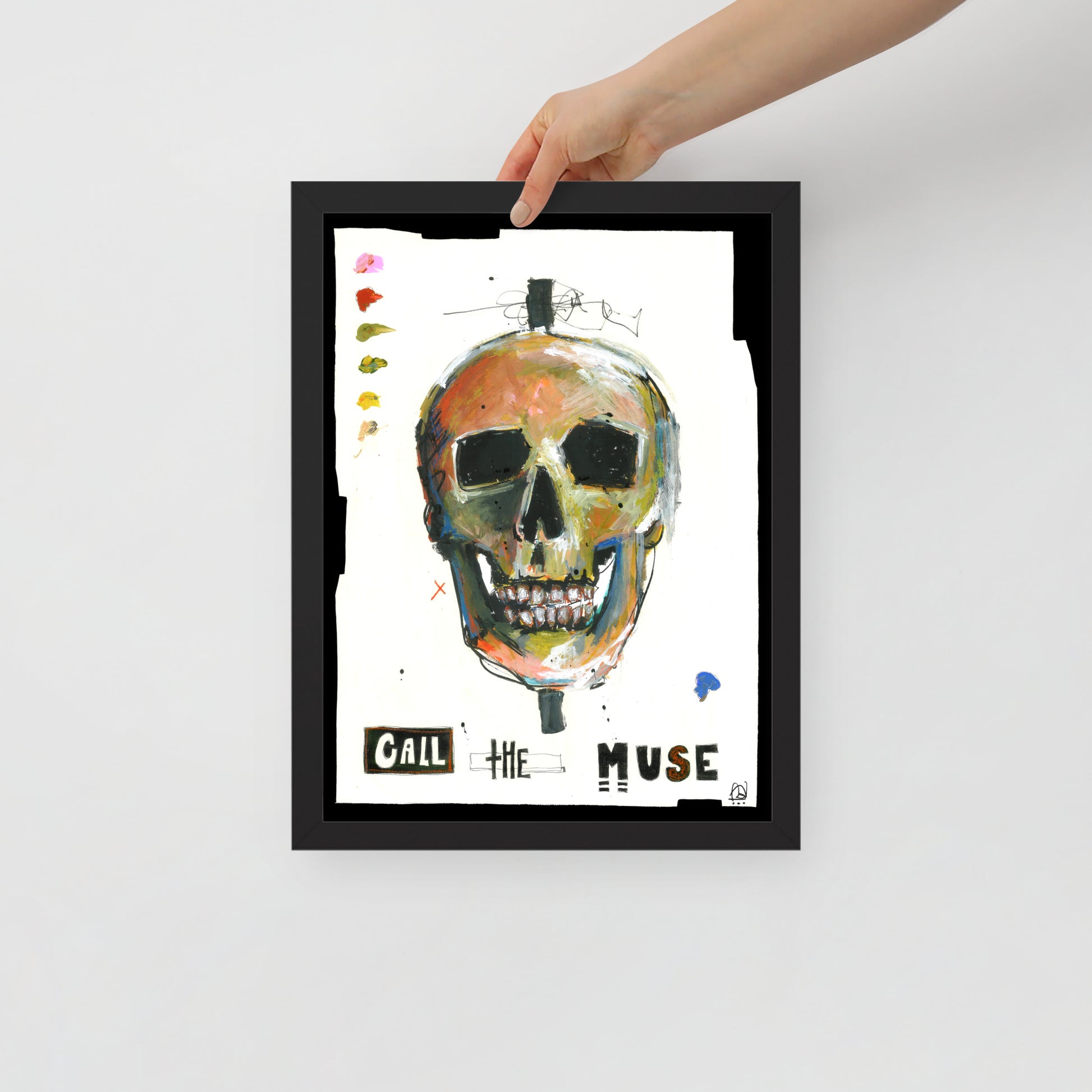 "Fine art framed print on matte paper of mixed media skull painting | Emerging contemporary artist Kate Jensen  | Katejjj.shop"