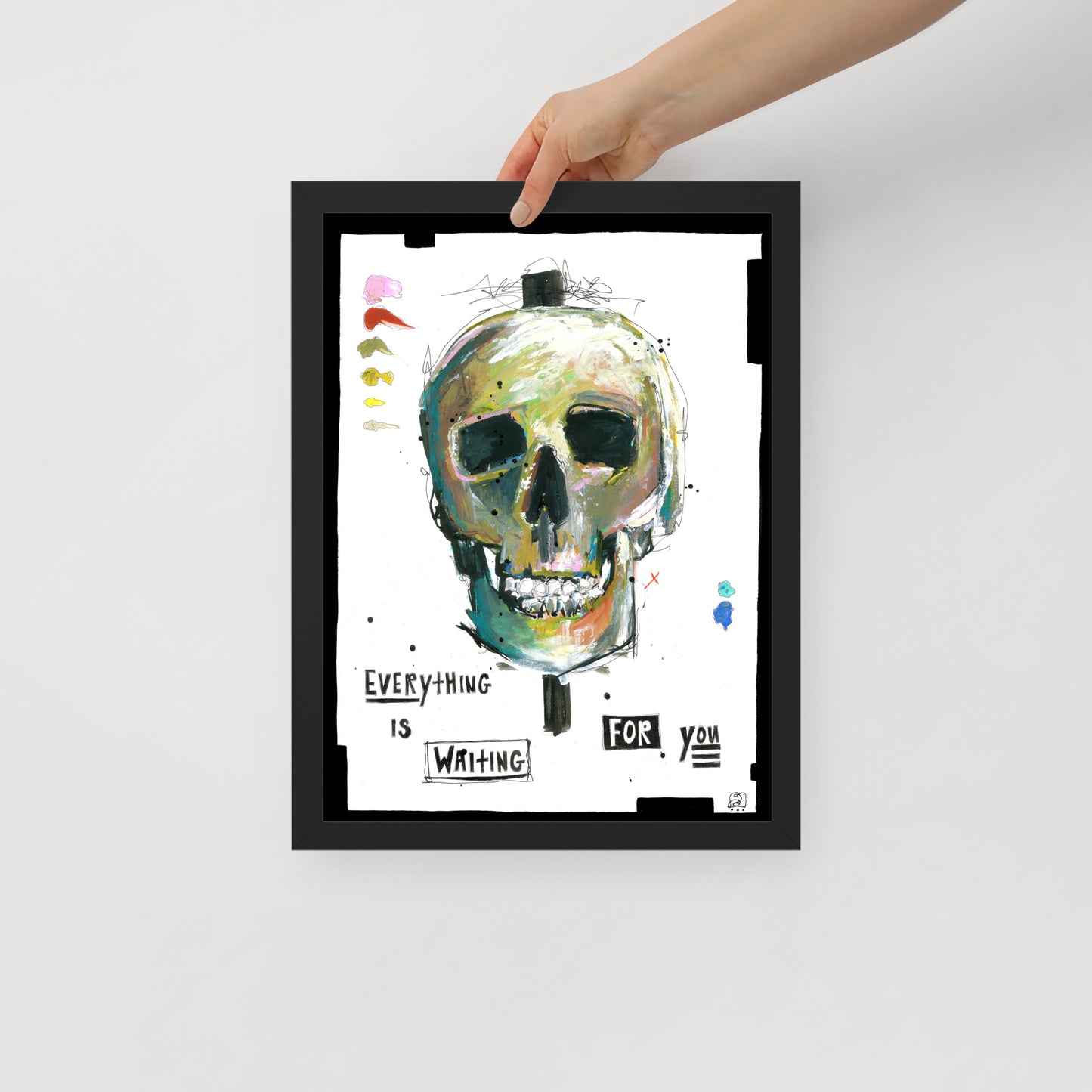 "Fine art framed print on matte paper of mixed media skull painting | Emerging contemporary artist Kate Jensen | Katejjj.shop"