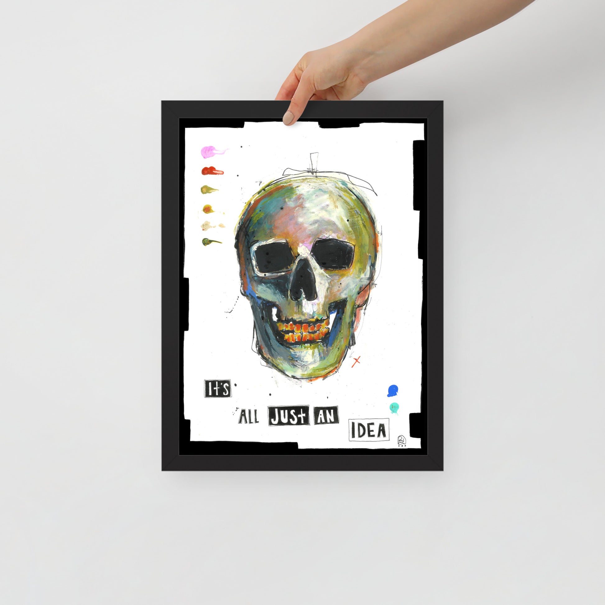 "Fine art framed print on matte paper of mixed media skull painting | Emerging contemporary artist Kate Jensen  | Katejjj.shop"