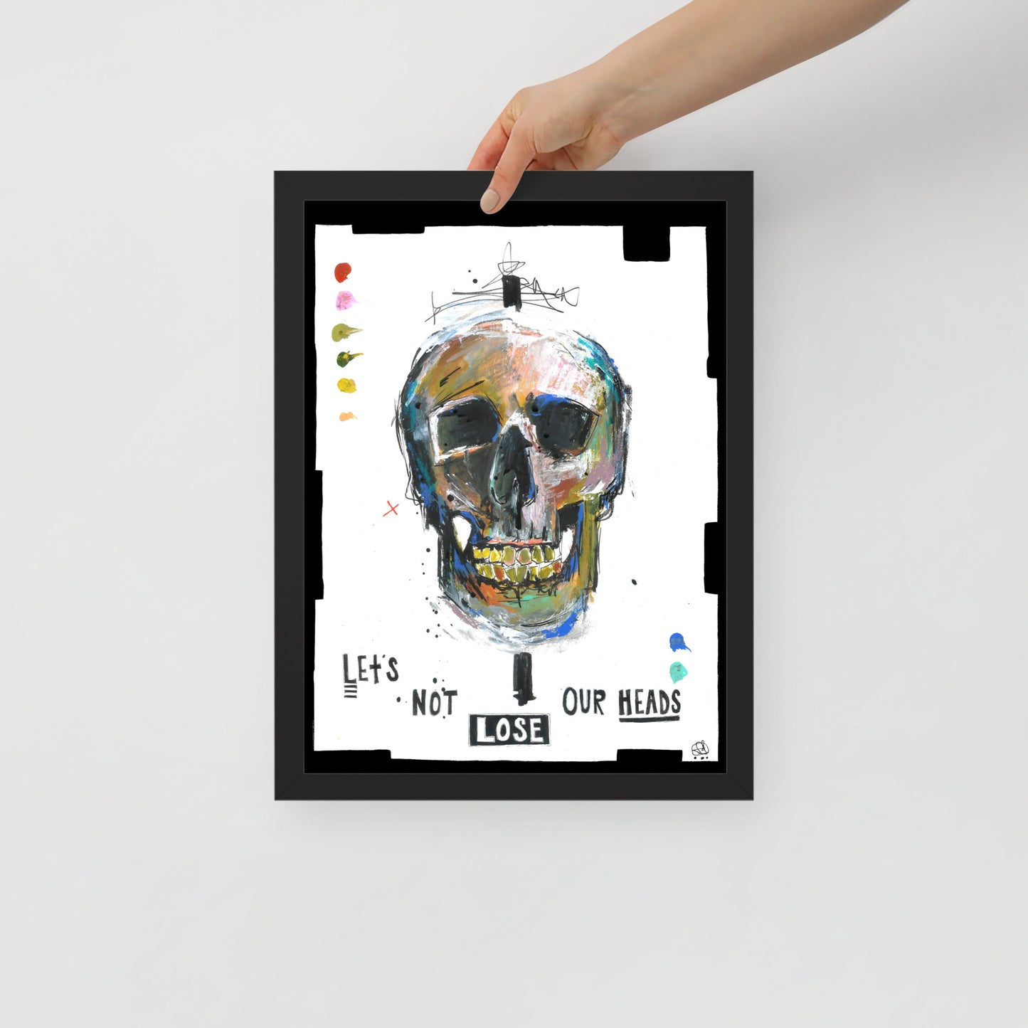 "Fine art framed print on matte paper of mixed media skull painting | Emerging contemporary artist Kate Jensen | Katejjj.shop"