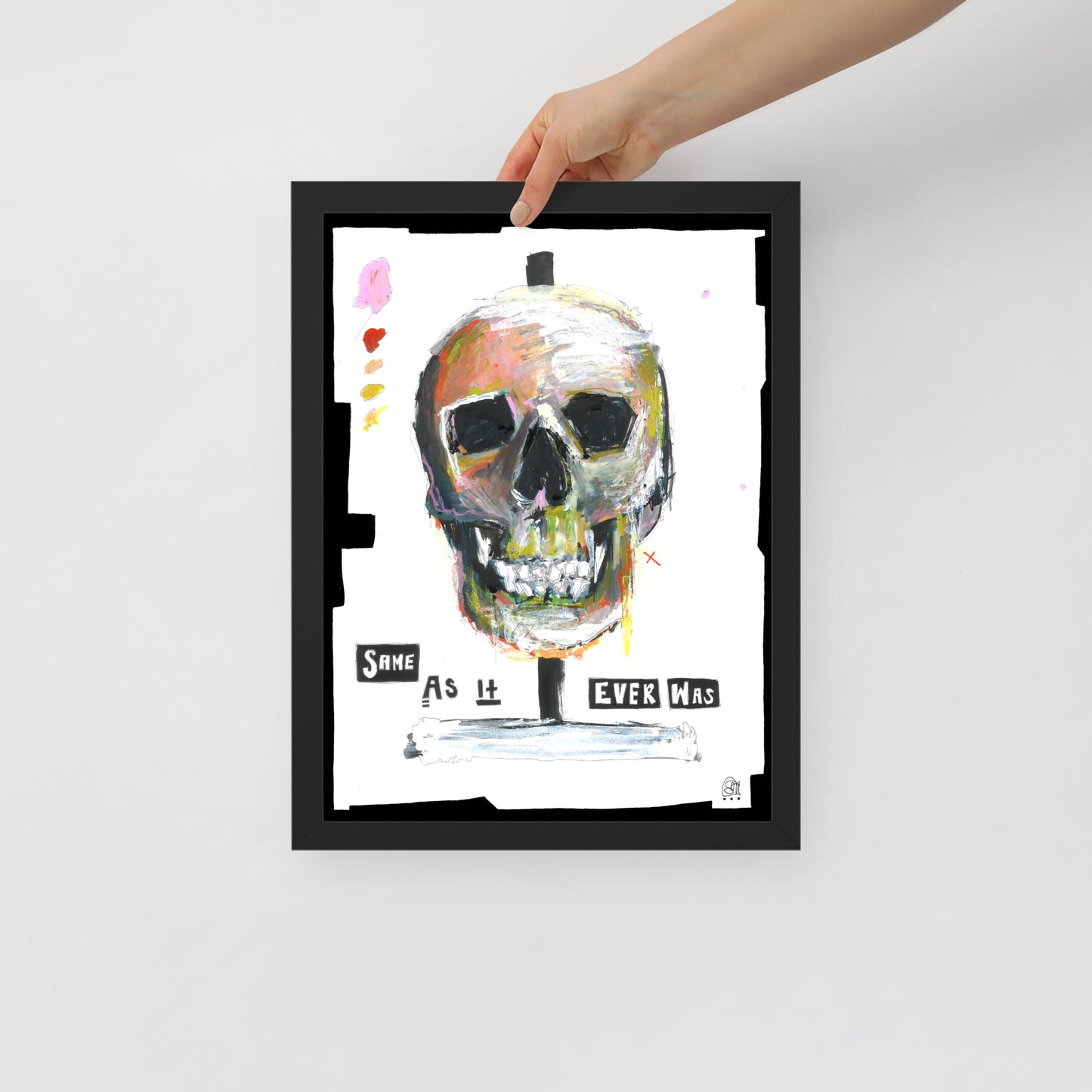 "Fine art framed print on matte paper of mixed media skull painting | Emerging contemporary artist Kate Jensen | Katejjj.shop"