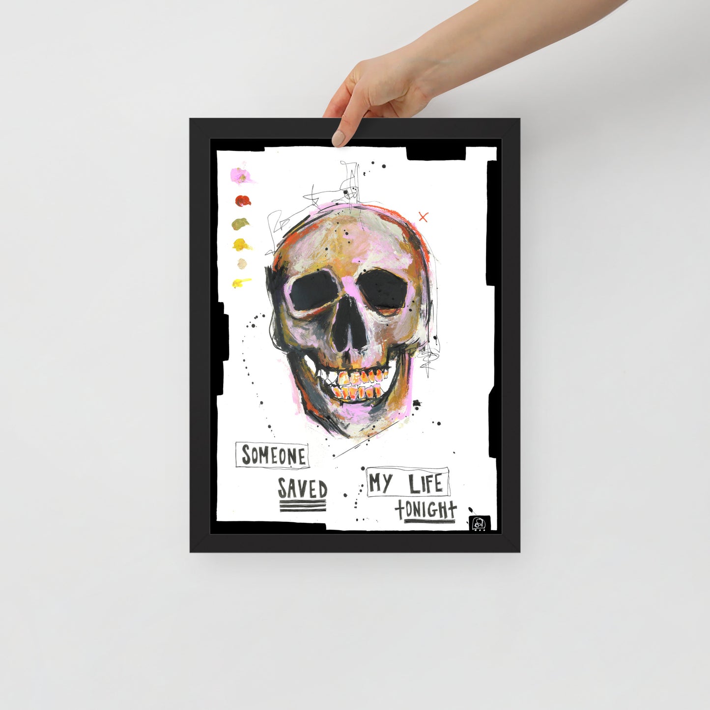 "Fine art framed print on matte paper of mixed media skull painting | Emerging contemporary artist Kate Jensen | Katejjj.shop"