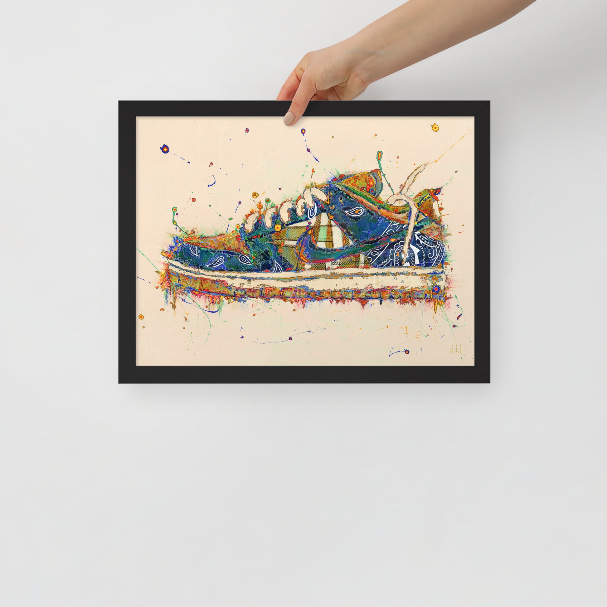 "Fine art framed print on matte paper of Nike x Travis Scott SB Dunk Low acrylic painting | Emerging contemporary artist Kate Jensen  | Katejjj.shop"