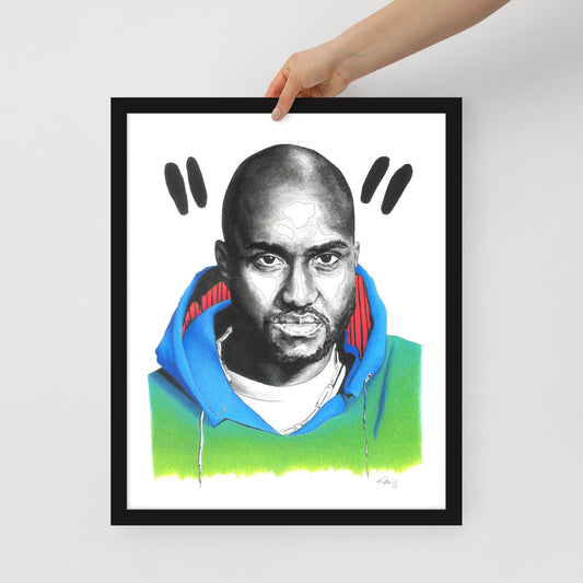 "Fine art framed print on matte paper of Virgil Abloh illustration | Emerging contemporary artist Kate Jensen  | Katejjj.shop"