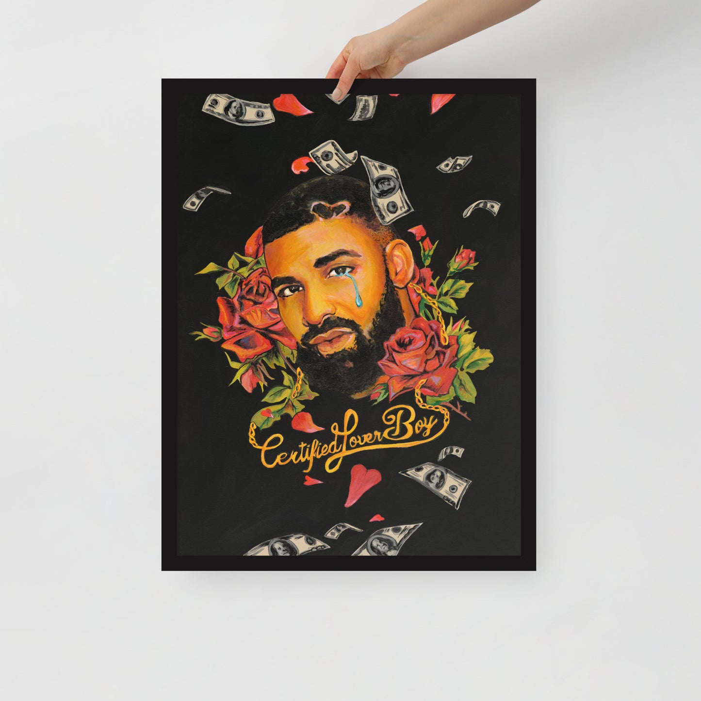 "Fine art framed print on matte paper of mixed media Drake painting | Emerging contemporary artist Kate Jensen | Katejjj.shop"