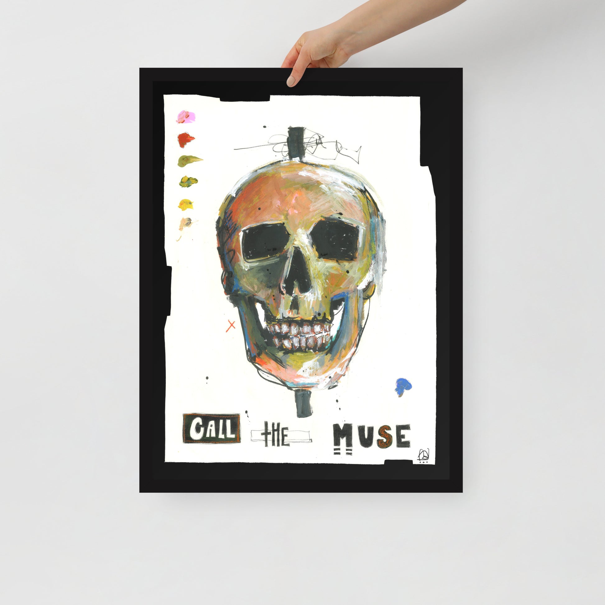 "Fine art framed print on matte paper of mixed media skull painting | Emerging contemporary artist Kate Jensen  | Katejjj.shop"