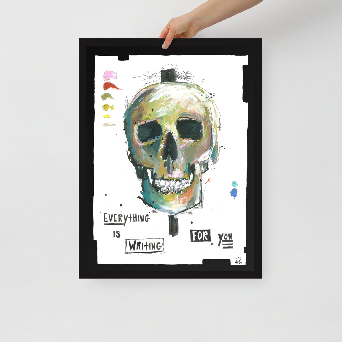"Fine art framed print on matte paper of mixed media skull painting | Emerging contemporary artist Kate Jensen | Katejjj.shop"