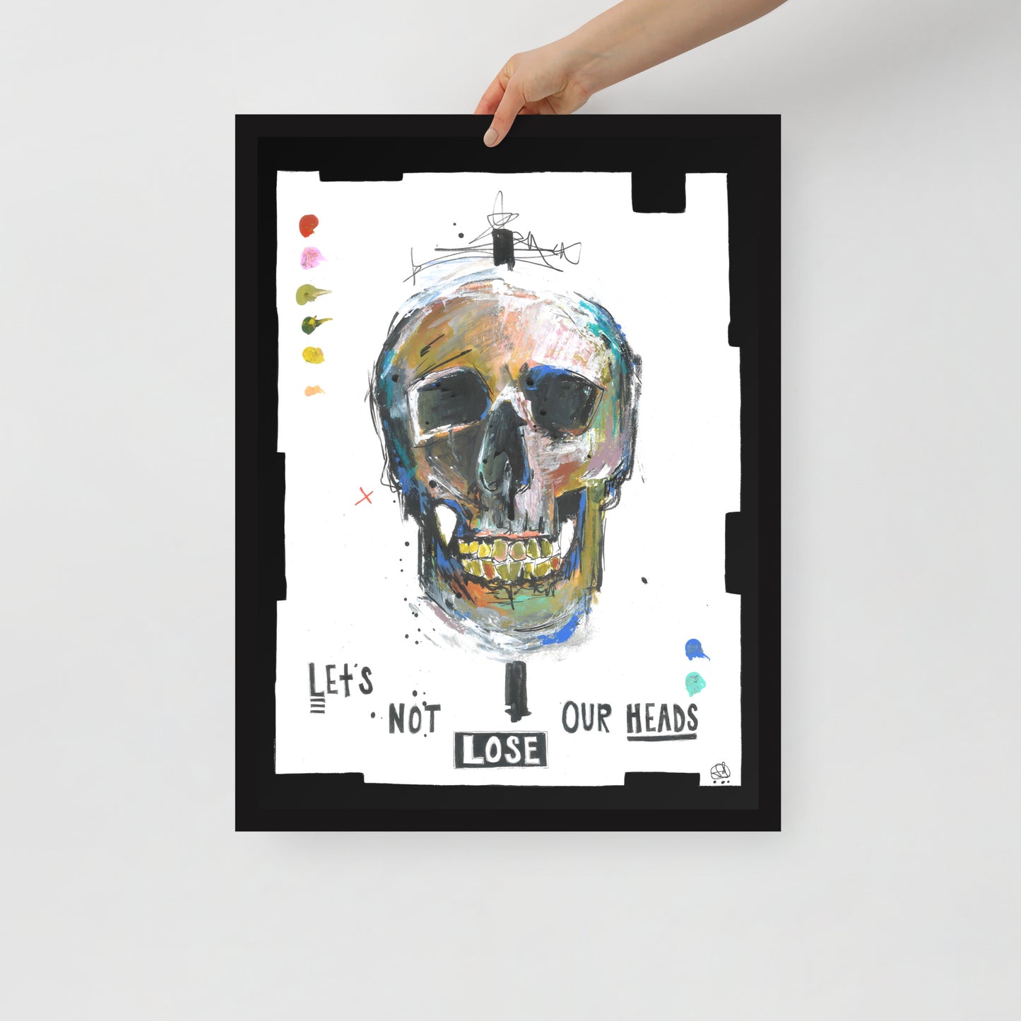 "Fine art framed print on matte paper of mixed media skull painting | Emerging contemporary artist Kate Jensen | Katejjj.shop"