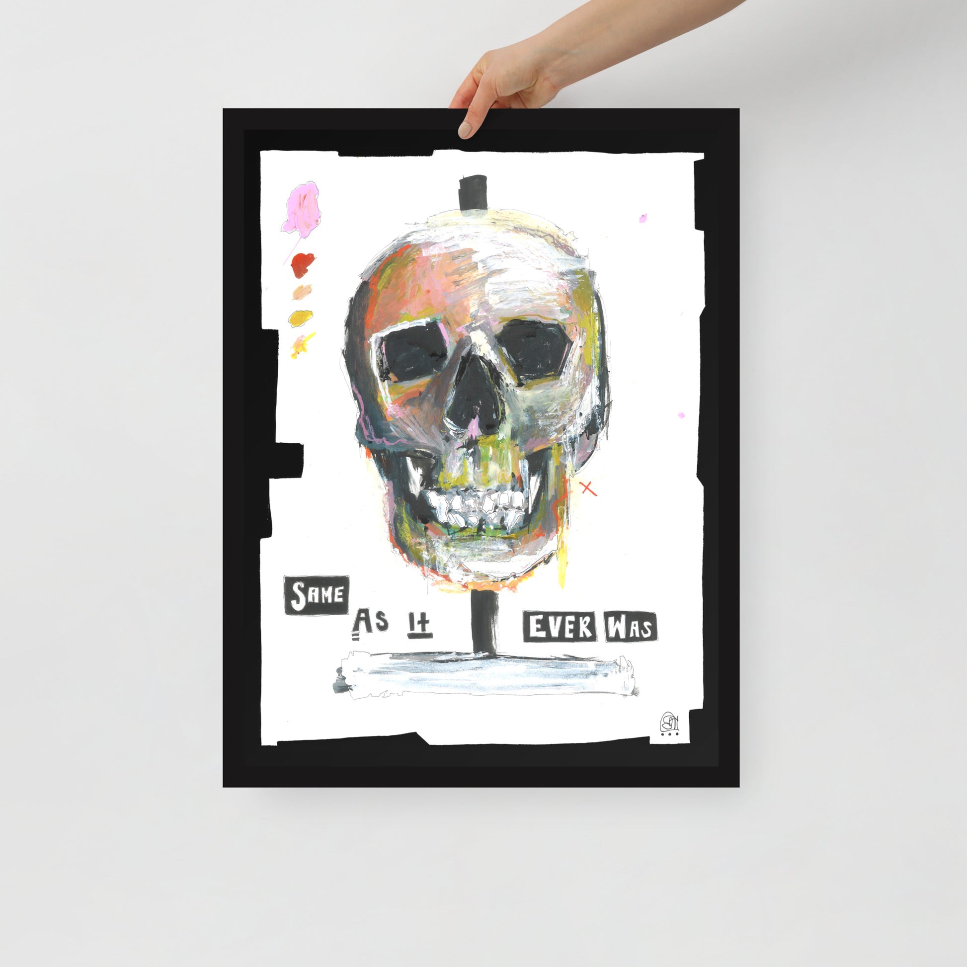 "Fine art framed print on matte paper of mixed media skull painting | Emerging contemporary artist Kate Jensen  | Katejjj.shop"