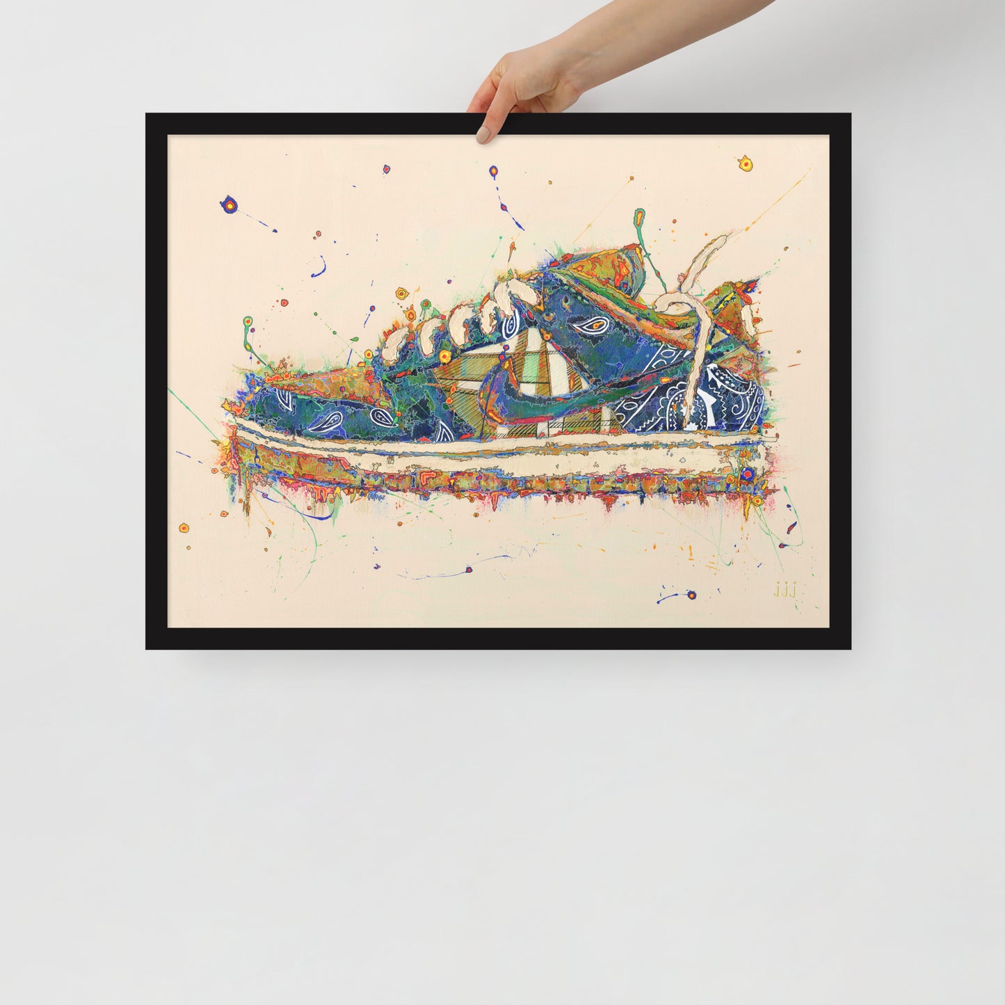 "Fine art framed print on matte paper of Nike x Travis Scott SB Dunk Low acrylic painting | Emerging contemporary artist Kate Jensen | Katejjj.shop"