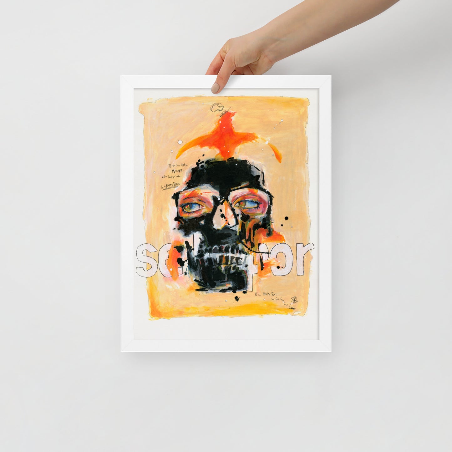"Fine art framed print on matte paper of mixed media skull painting | Emerging contemporary artist Kate Jensen | Katejjj.shop"