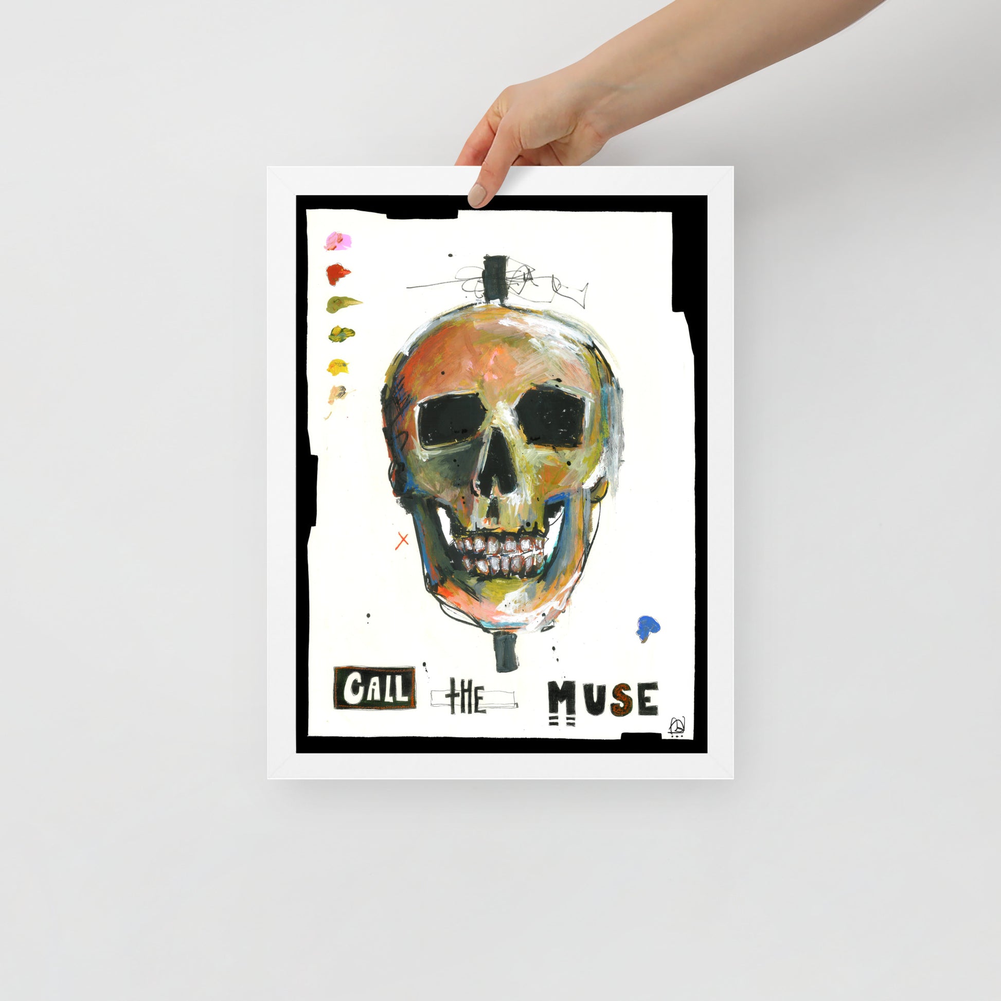 "Fine art framed print on matte paper of mixed media skull painting | Emerging contemporary artist Kate Jensen  | Katejjj.shop"
