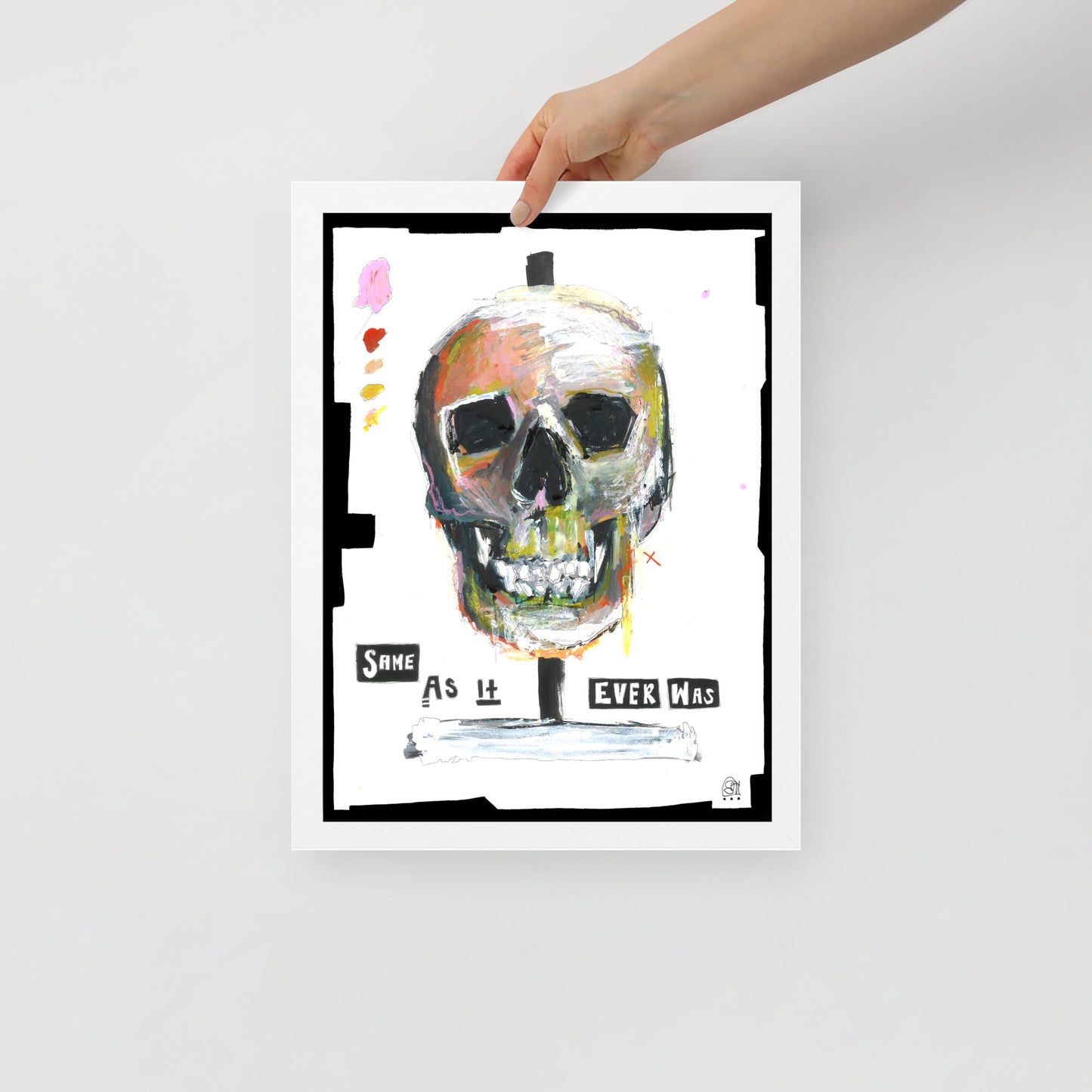 "Fine art framed print on matte paper of mixed media skull painting | Emerging contemporary artist Kate Jensen | Katejjj.shop"