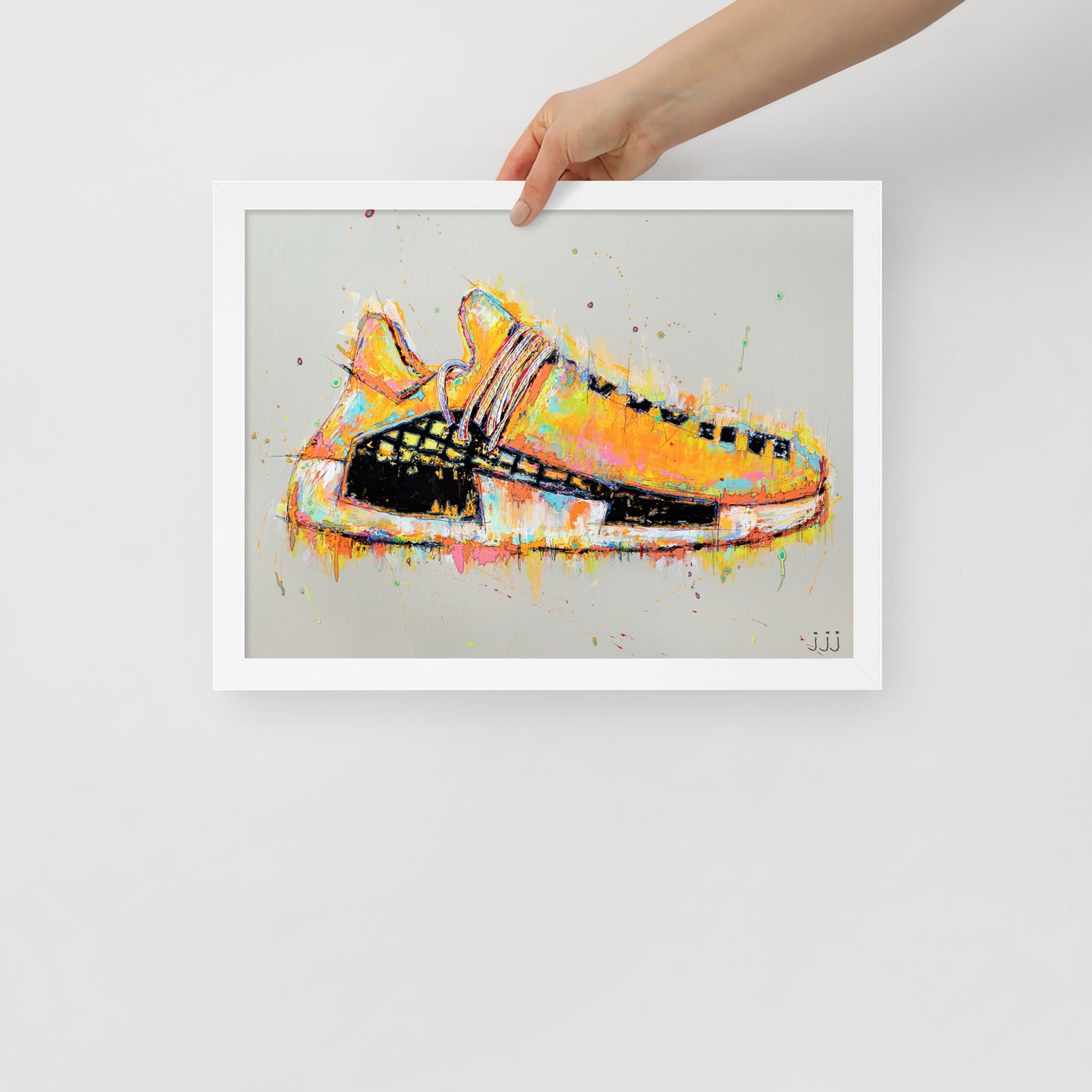"Fine art framed print on matte paper of Adidas x Pharrell Hu NMD painting | Emerging contemporary artist Kate Jensen  | Katejjj.shop"