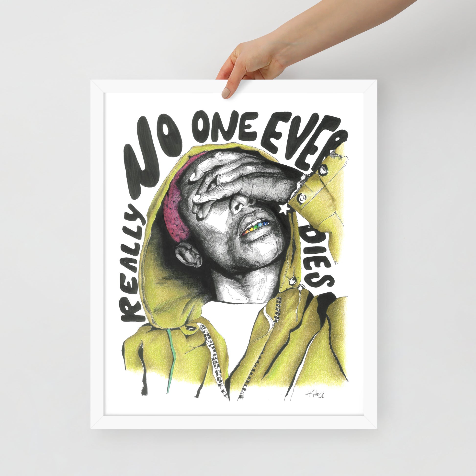 "Fine art framed print on matte paper of Pharrell Williams illustration | Emerging contemporary artist Kate Jensen  | Katejjj.shop"