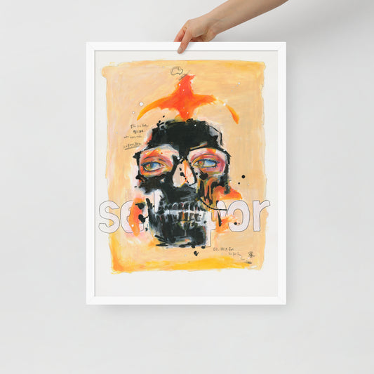"Fine art framed print on matte paper of mixed media skull painting | Emerging contemporary artist Kate Jensen  | Katejjj.shop"