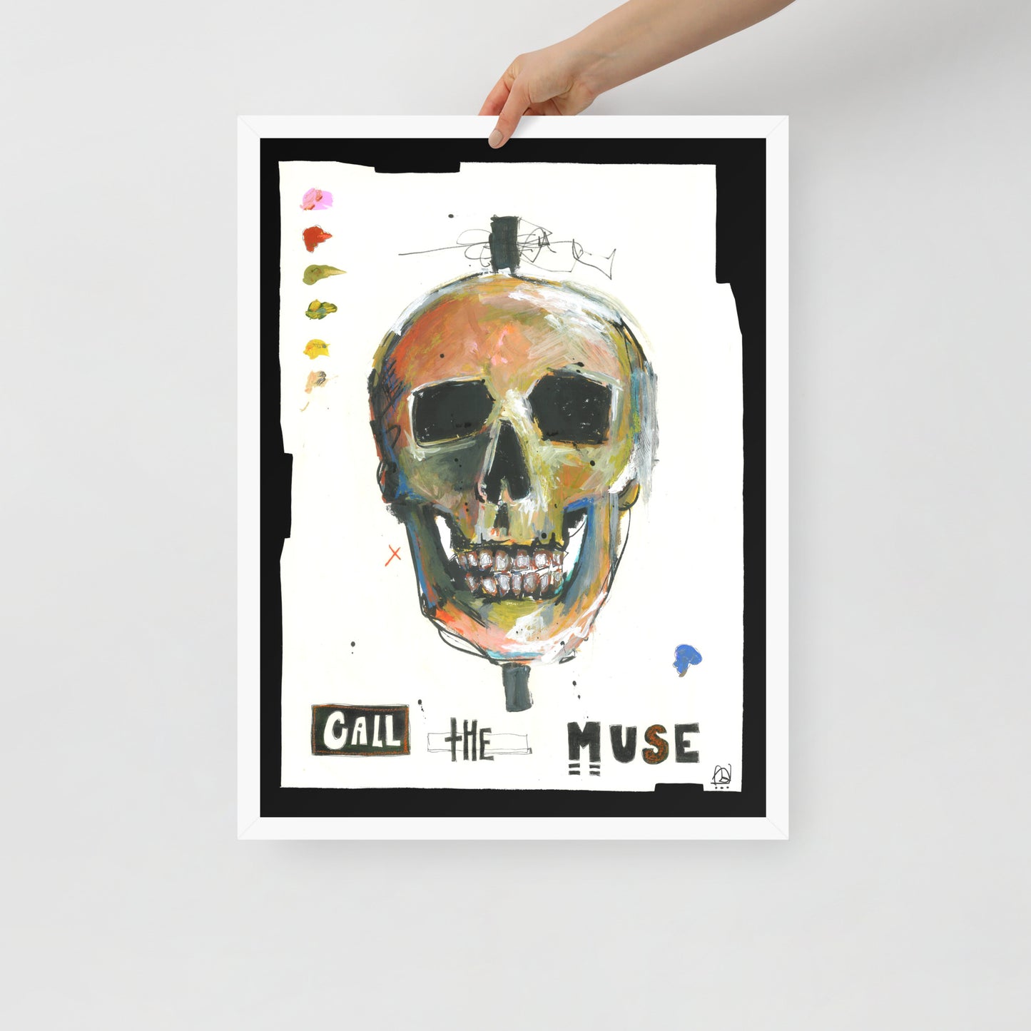 "Fine art framed print on matte paper of mixed media skull painting | Emerging contemporary artist Kate Jensen | Katejjj.shop"