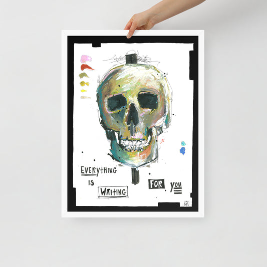 "Fine art framed print on matte paper of mixed media skull painting | Emerging contemporary artist Kate Jensen  | Katejjj.shop"