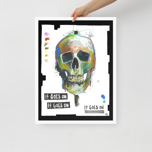 "Fine art framed print on matte paper of mixed media skull painting | Emerging contemporary artist Kate Jensen  | Katejjj.shop"