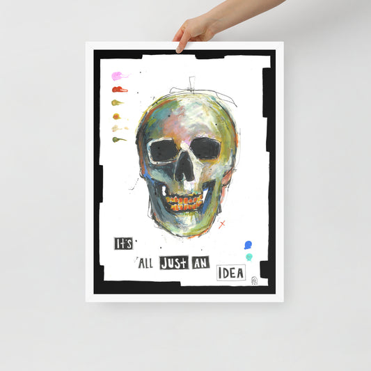 "Fine art framed print on matte paper of mixed media skull painting | Emerging contemporary artist Kate Jensen  | Katejjj.shop"