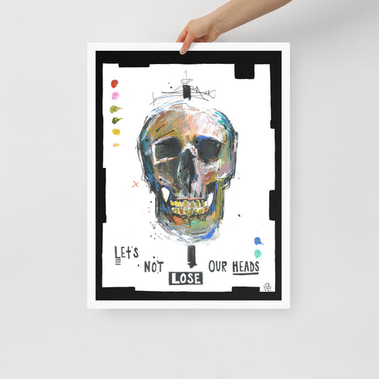 "Fine art framed print on matte paper of mixed media skull painting | Emerging contemporary artist Kate Jensen  | Katejjj.shop"