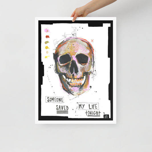 "Fine art framed print on matte paper of mixed media skull painting | Emerging contemporary artist Kate Jensen  | Katejjj.shop"
