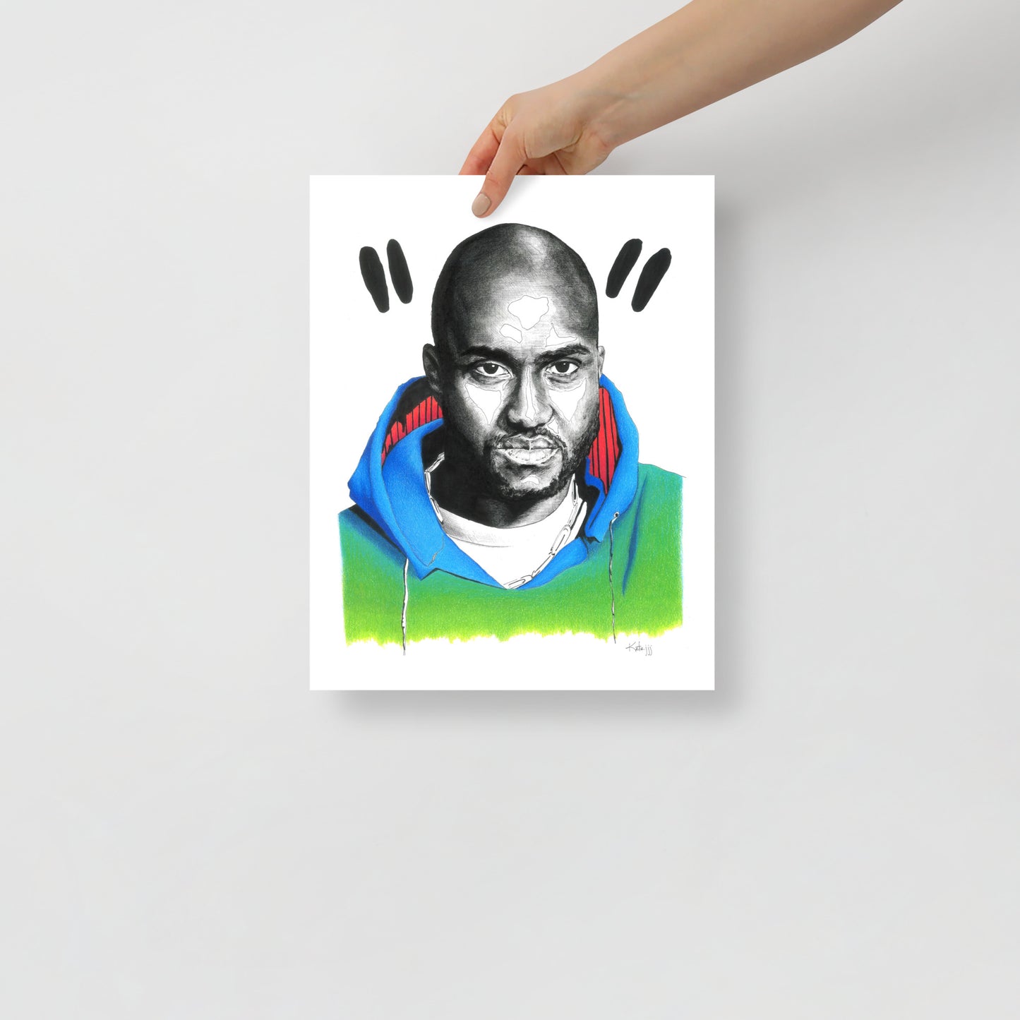 "Fine art print on matte paper of Virgil Abloh illustration | Emerging contemporary artist Kate Jensen | Katejjj.shop"