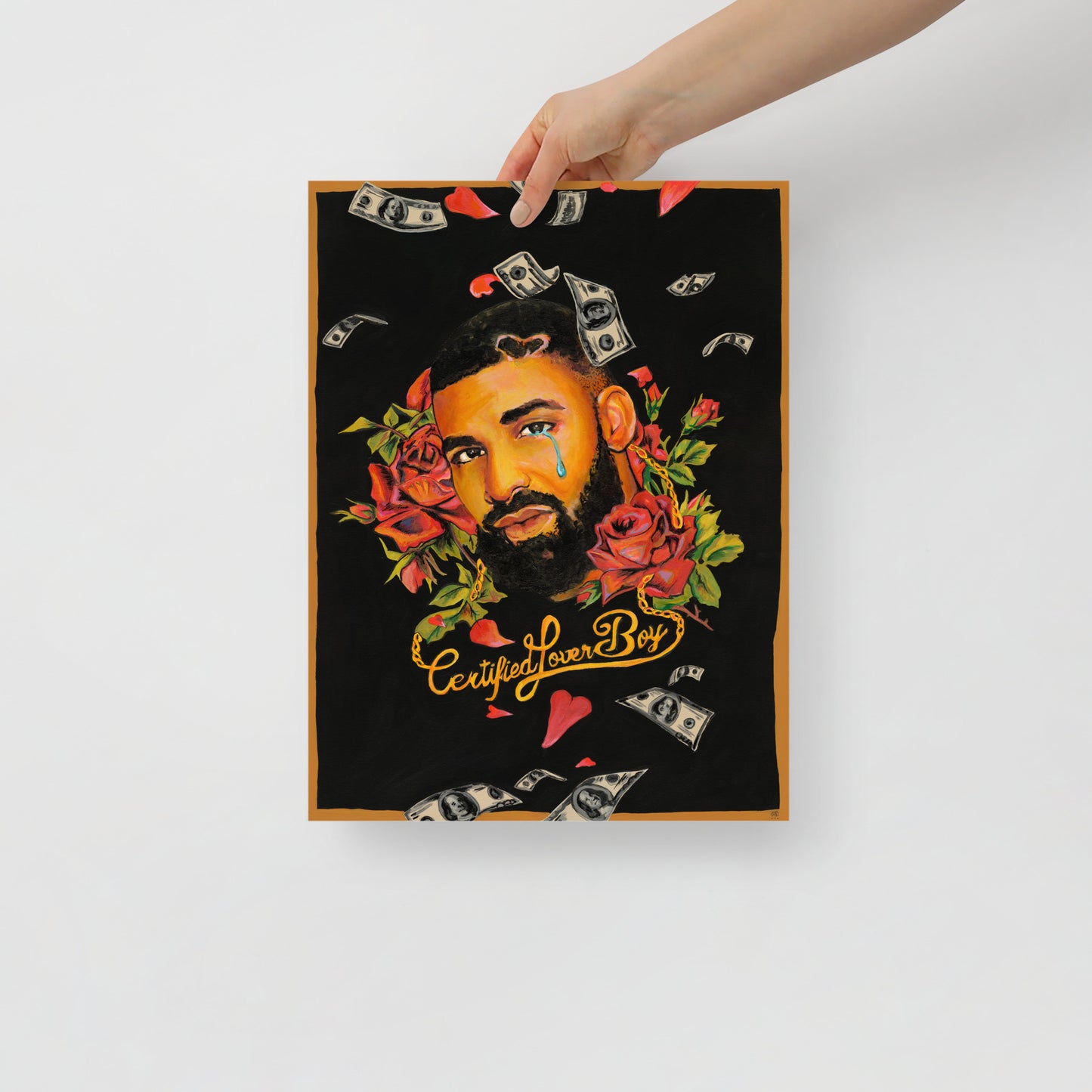 "Fine art print on matte paper of mixed media Drake painting | Emerging contemporary artist Kate Jensen | Katejjj.shop"