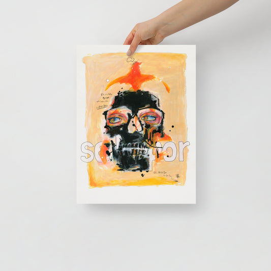 "Fine art print on matte paper of mixed media skull painting | Emerging contemporary artist Kate Jensen  | Katejjj.shop"