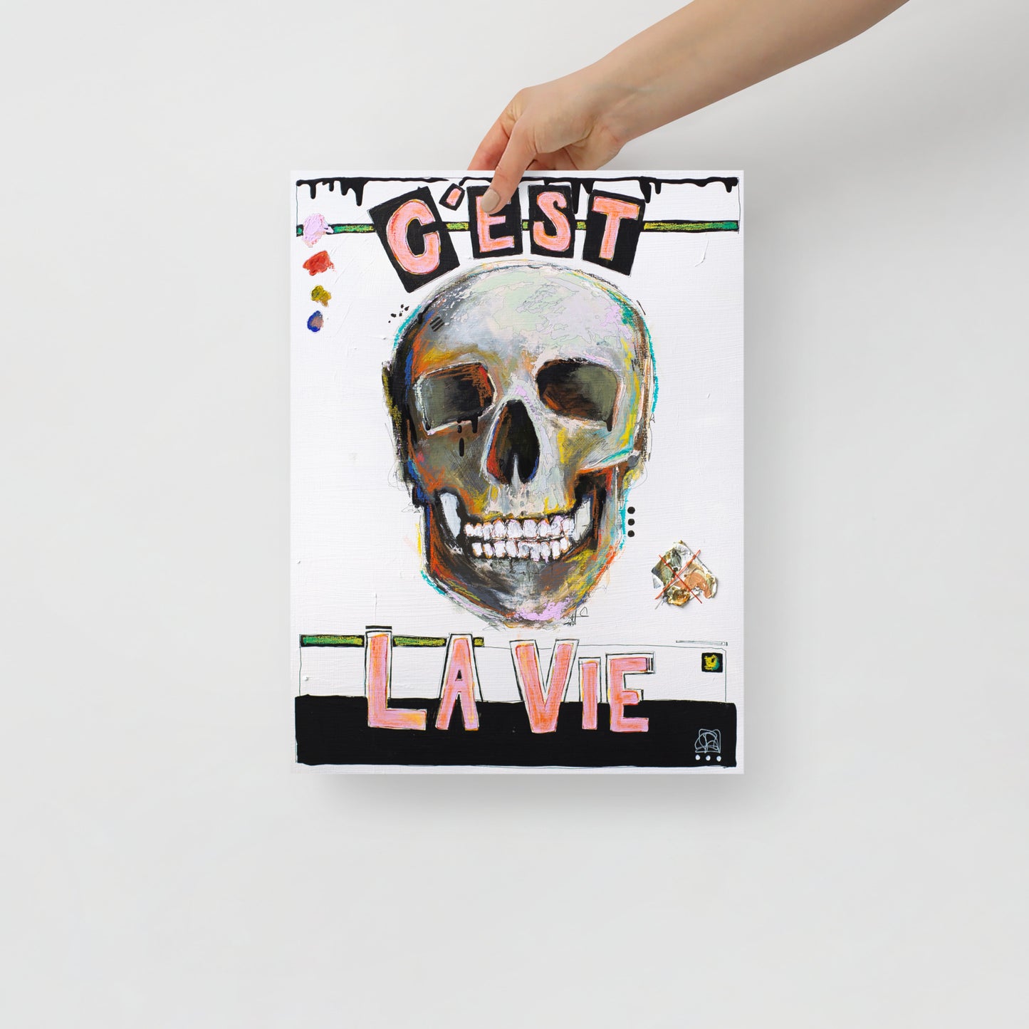 "Fine art print on matte paper of mixed media skull painting | Emerging contemporary artist Kate Jensen | Katejjj.shop"