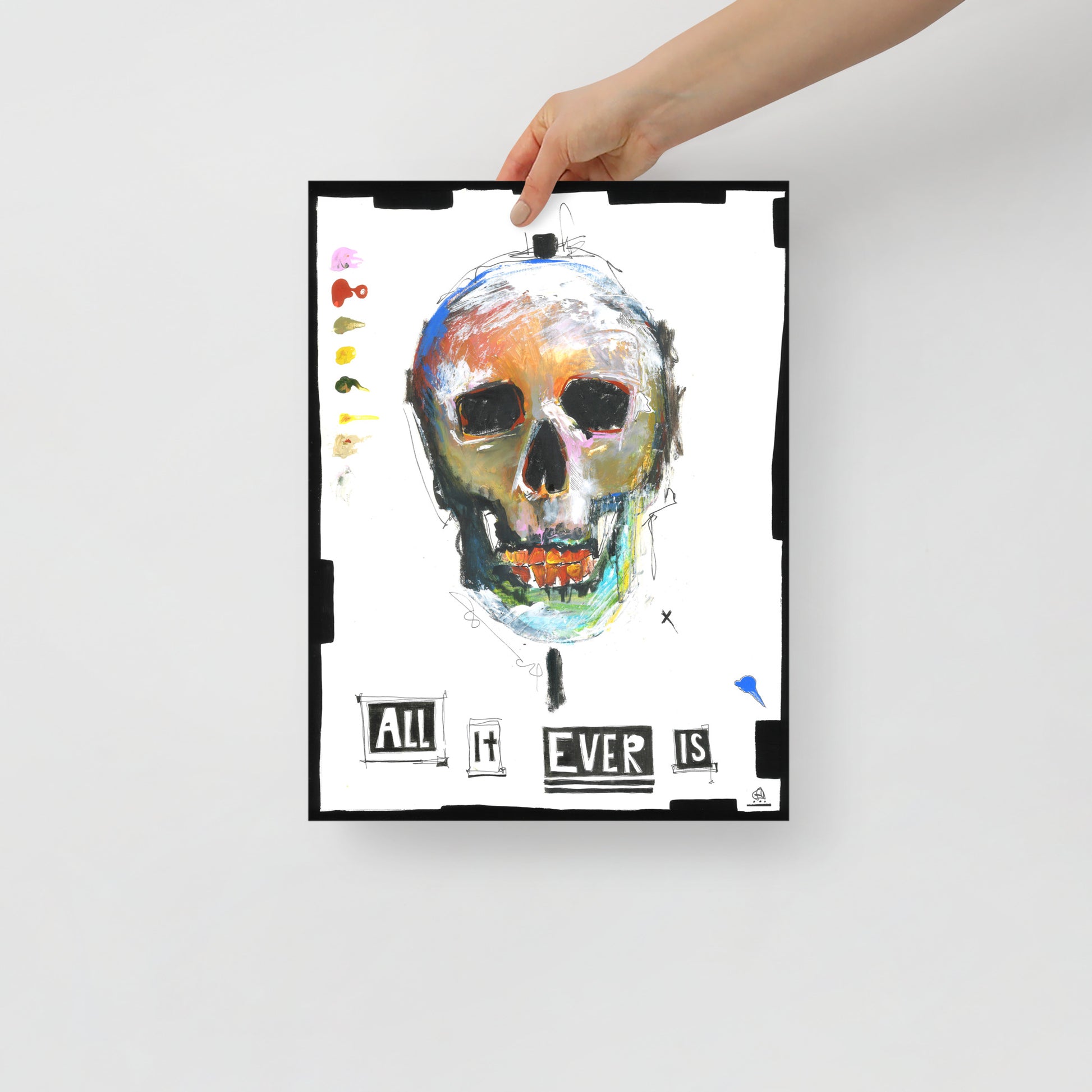 "Fine art print on matte paper of mixed media skull painting | Emerging contemporary artist Kate Jensen  | Katejjj.shop"