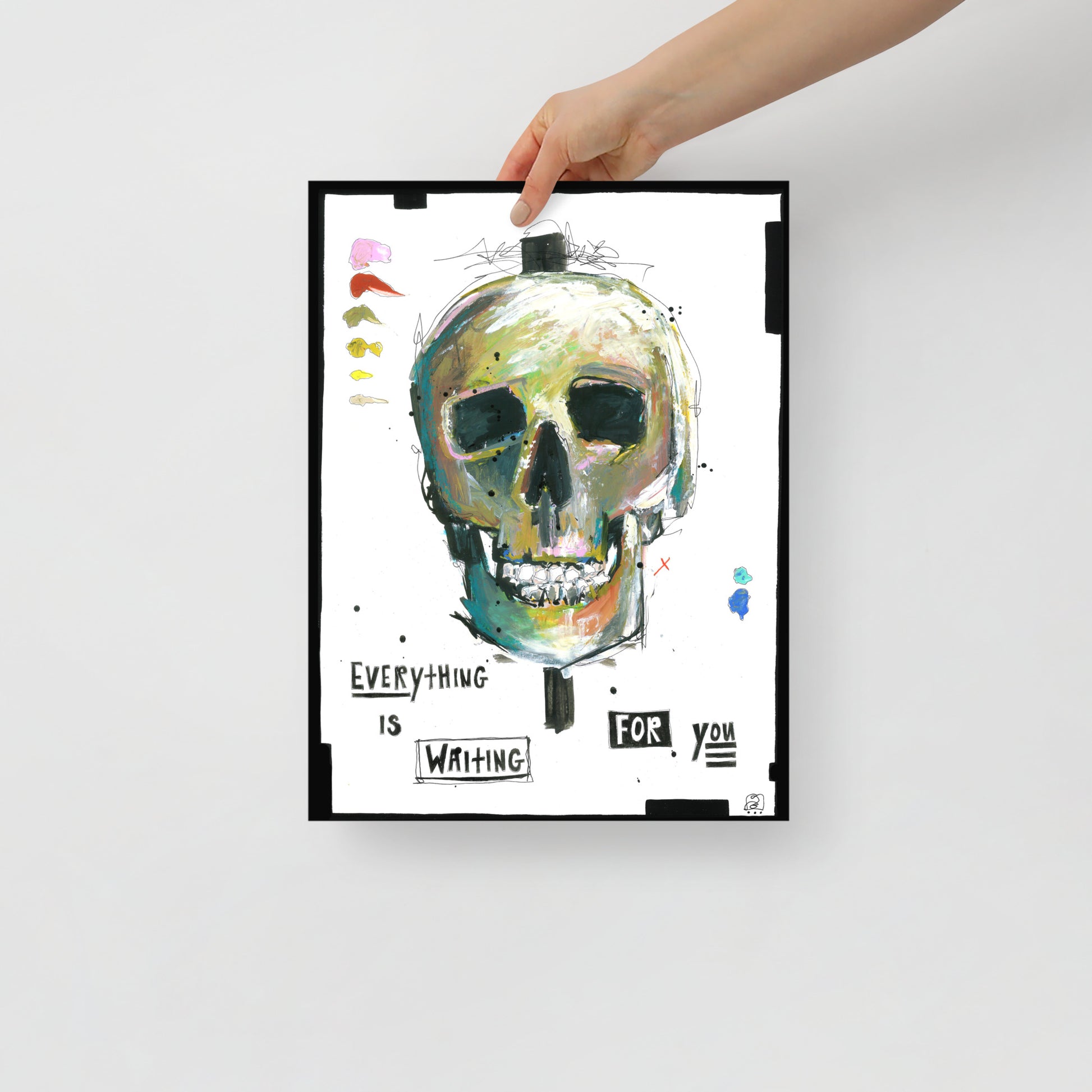 "Fine art print on matte paper of mixed media skull painting | Emerging contemporary artist Kate Jensen  | Katejjj.shop"
