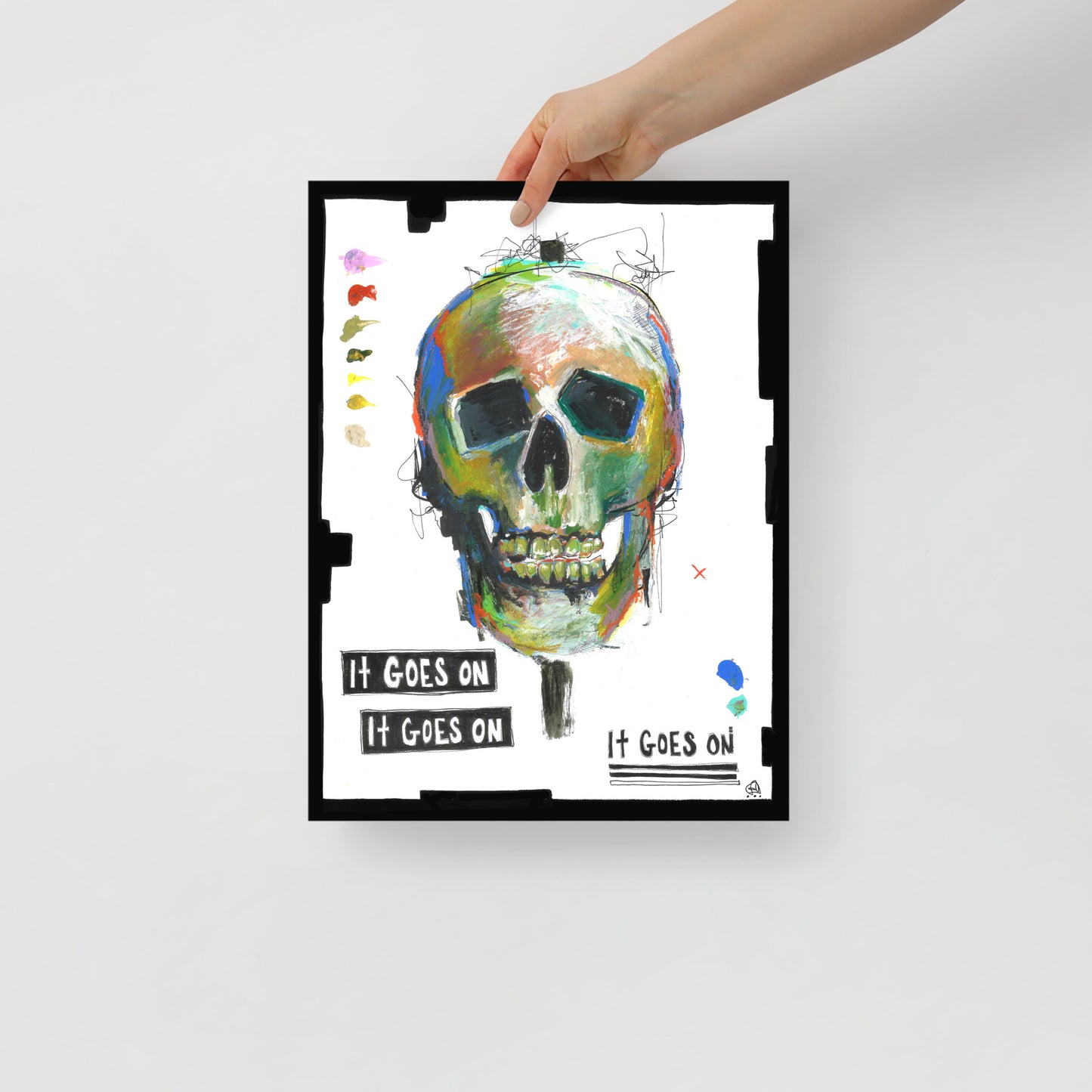 "Fine art print on matte paper of mixed media skull painting | Emerging contemporary artist Kate Jensen | Katejjj.shop"