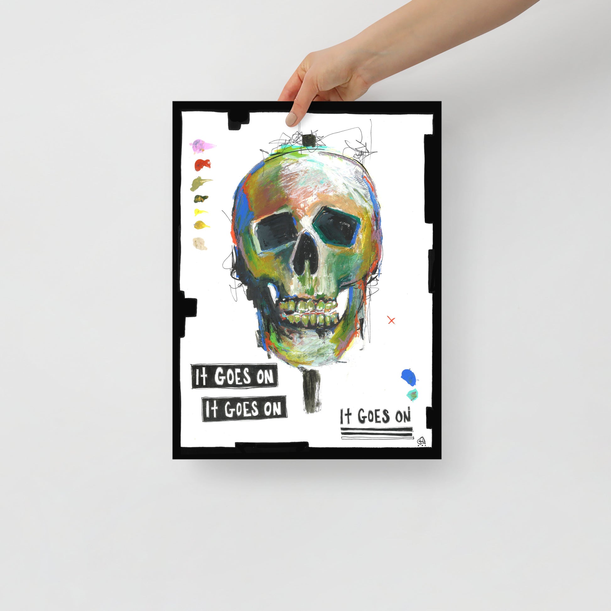 "Fine art print on matte paper of mixed media skull painting | Emerging contemporary artist Kate Jensen  | Katejjj.shop"