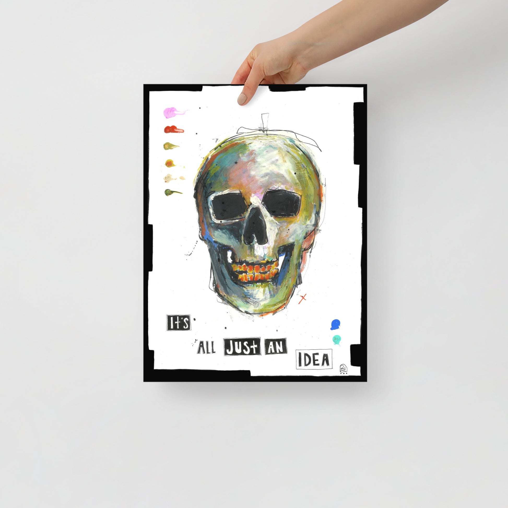 "Fine art print on matte paper of mixed media skull painting | Emerging contemporary artist Kate Jensen  | Katejjj.shop"